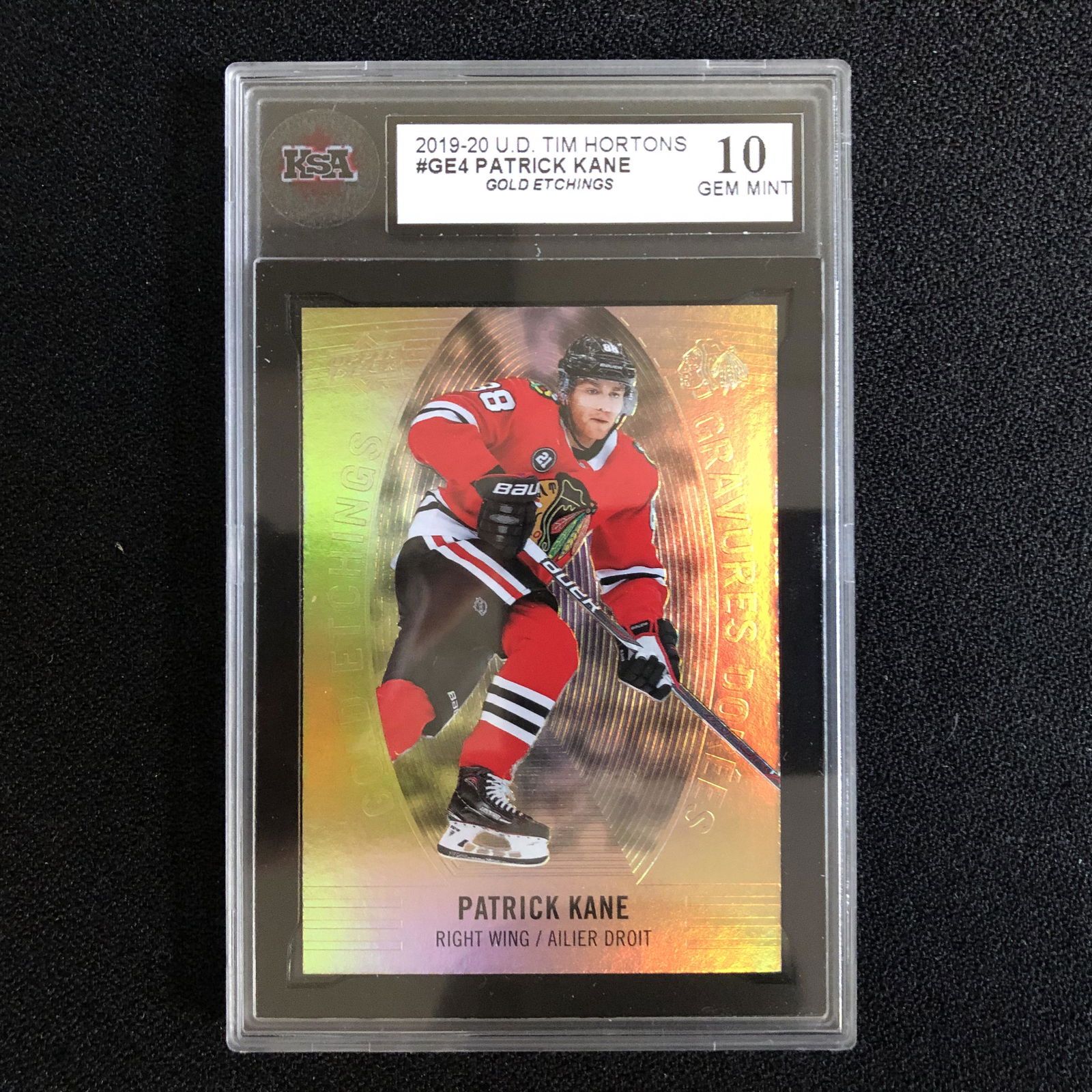 2019-20 UD TIM HORTONS #GE4 PATRICK KANE Gold Etchings (1 of 1)