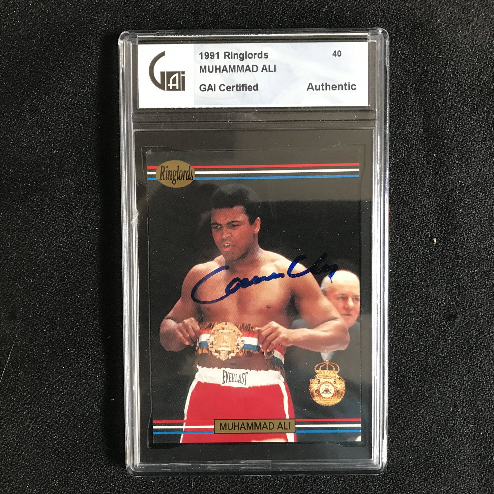 1991 RINGLORDS CASSIUS CLAY SIGNED CARD GAI COA (1 of 1)