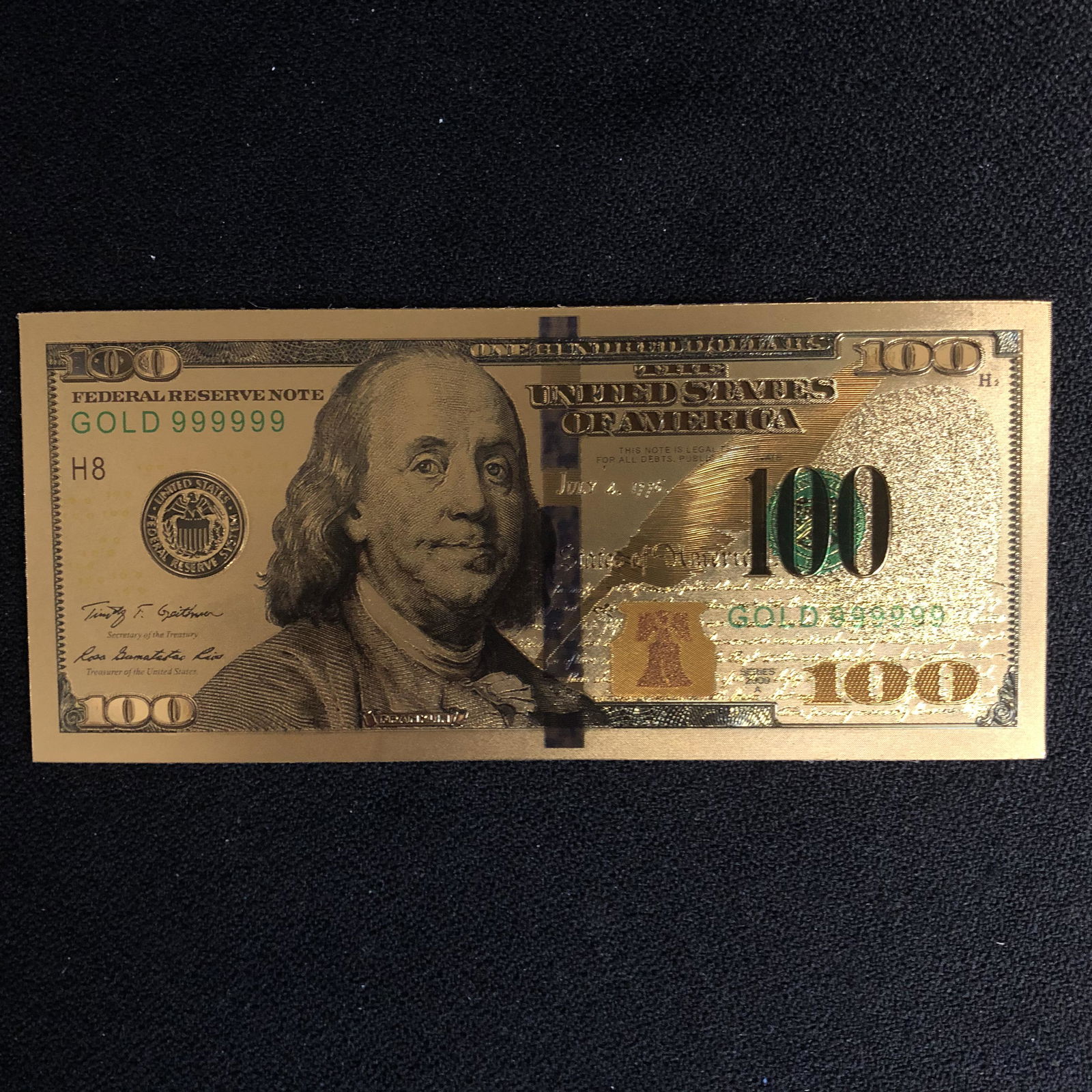 USA $100 DOLLAR 999 GOLD FOIL BANK NOTE (1 of 1)