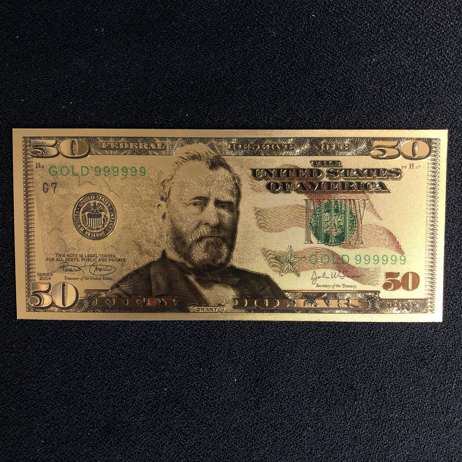 USA $50 DOLLAR 999 GOLD FOIL BANK NOTE: USA $50 DOLLAR 999 GOLD FOIL BANK NOTE