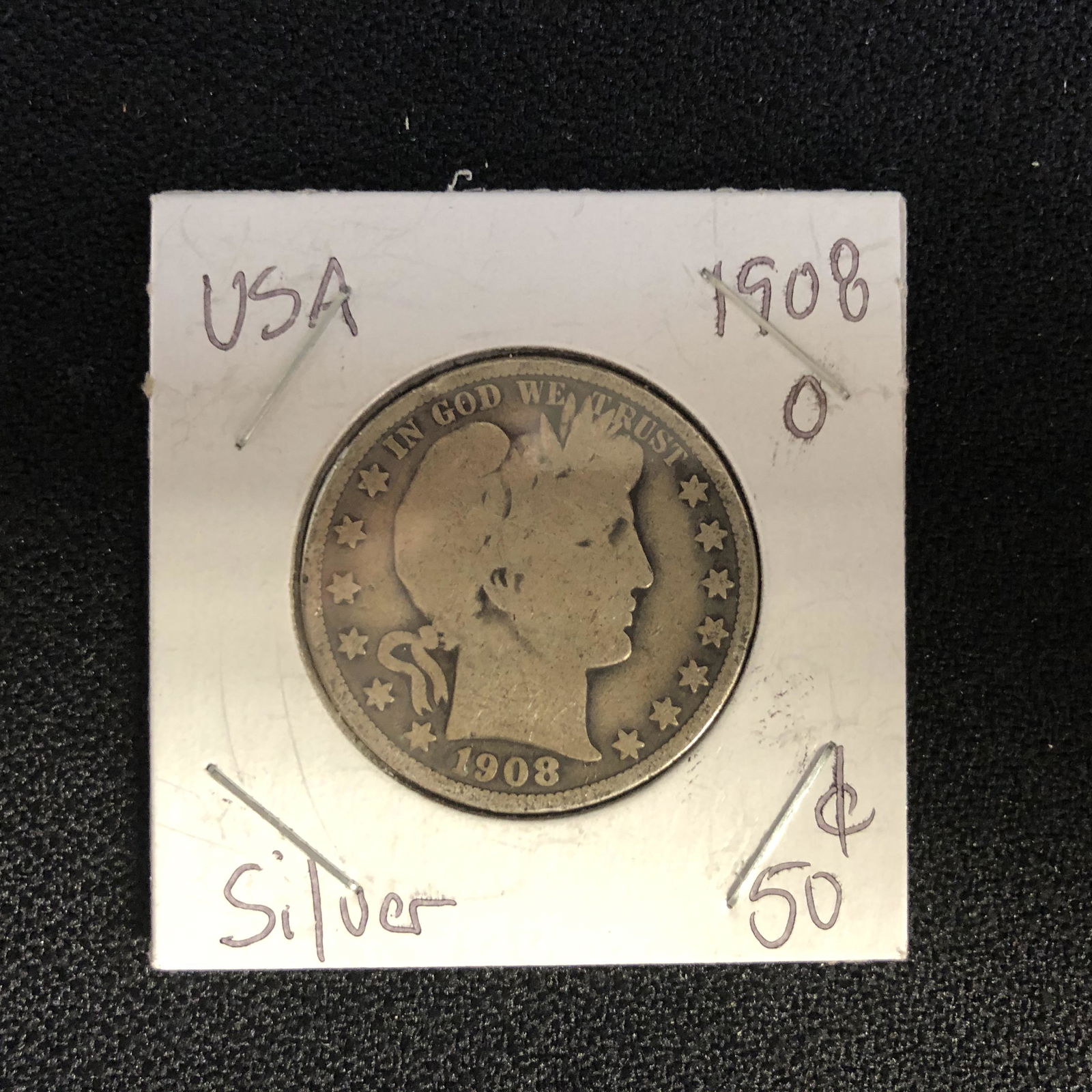 1908 USA SILVER HALF DOLLAR (NEW ORLEANS MINTED) (1 of 2)