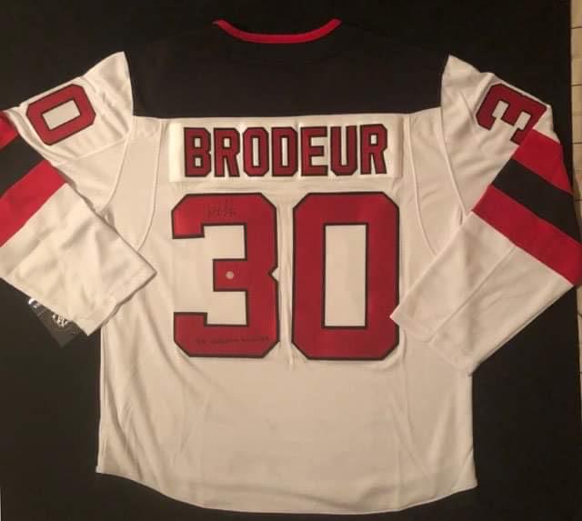 MARTIN BRODEUR SIGNED DEVILS JERSEY (FRAMEWORTH COA) (1 of 3)