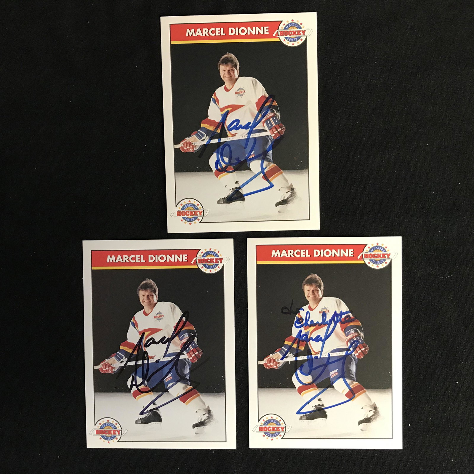 MARCEL DIONNE AUTOGRAPHED HOCKEY CARD LOT: MARCEL DIONNE AUTOGRAPHED HOCKEY CARD LOT
