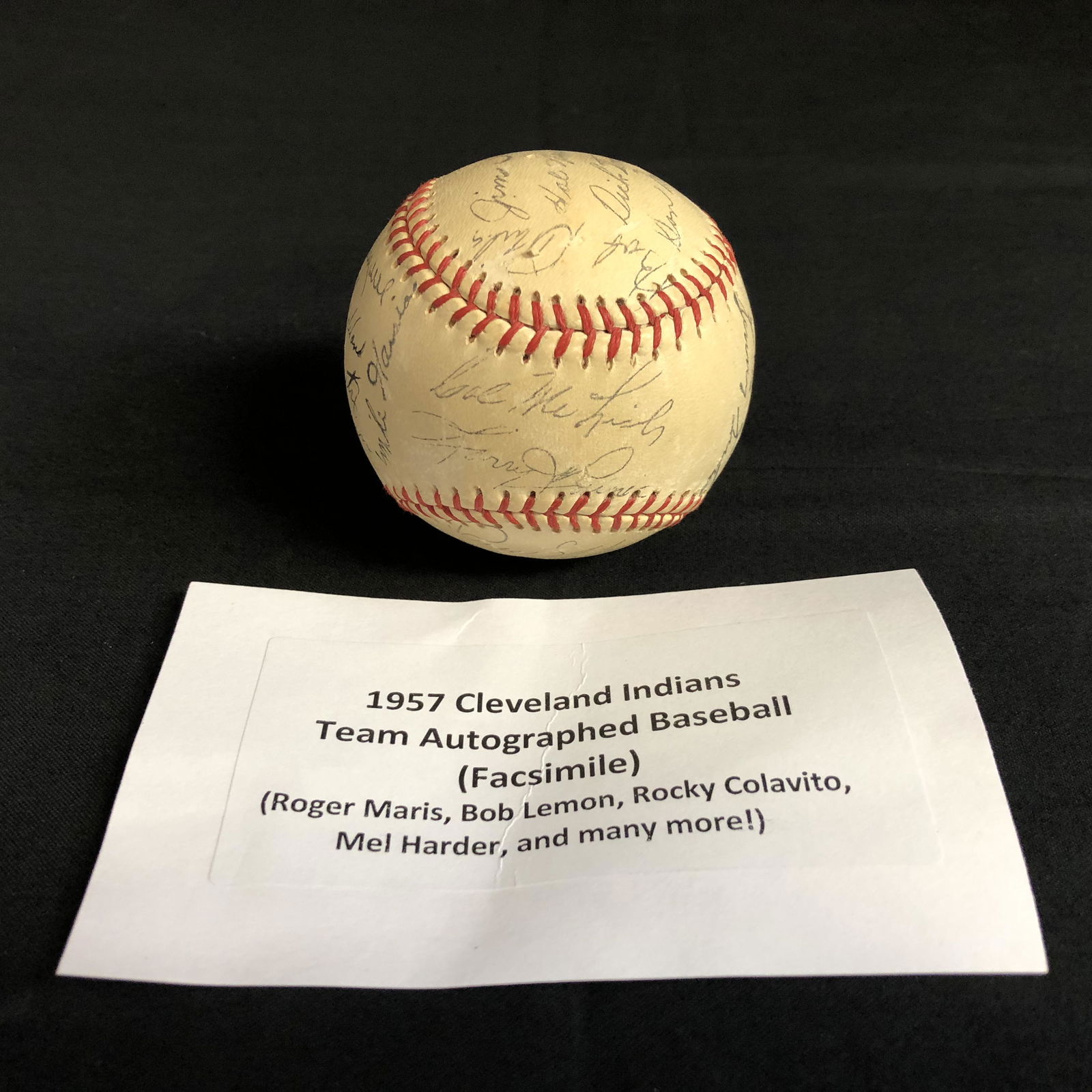 1957 CLEVELAND INDIANS FACSIMILE SIGNED BASEBALL (1 of 4)