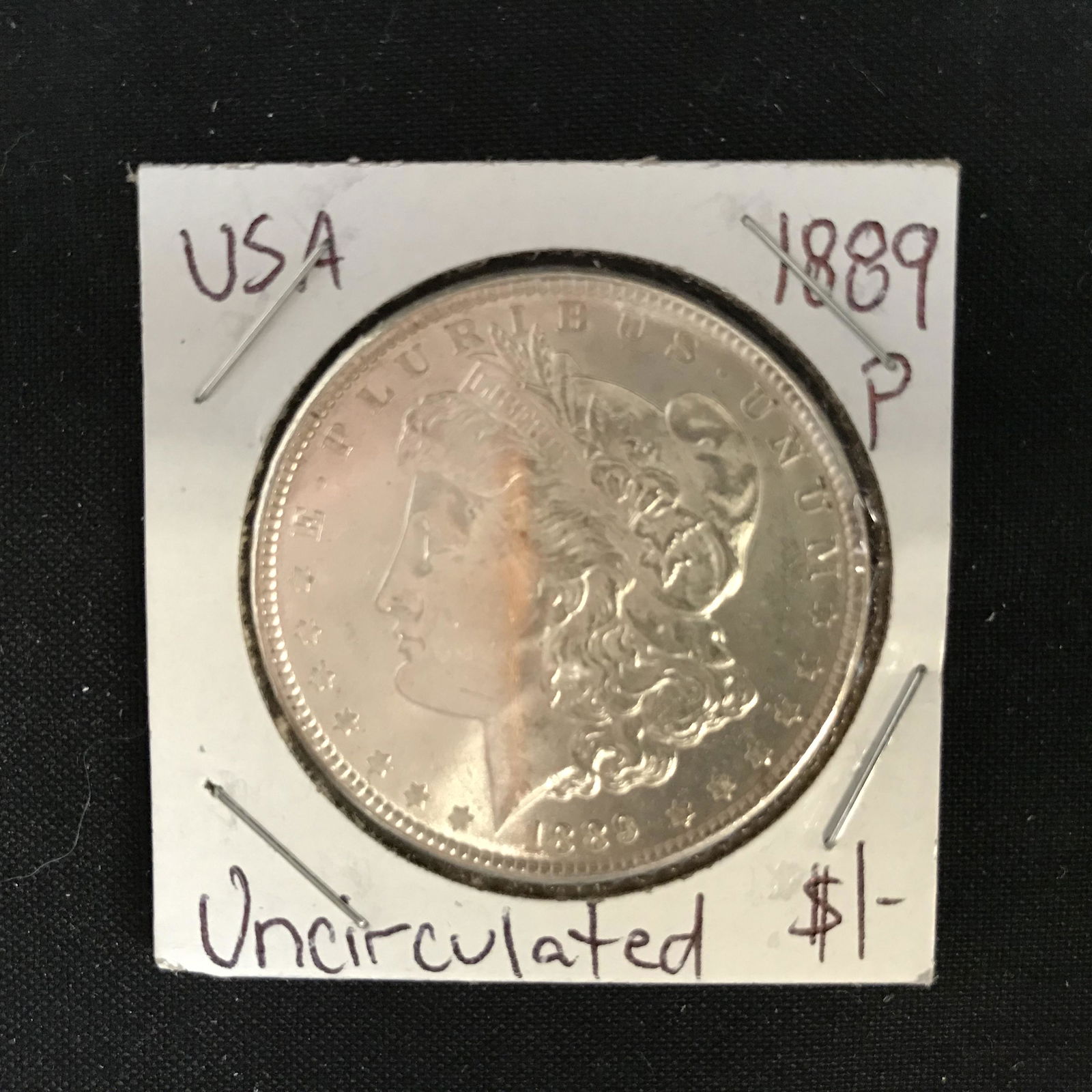 1889 USA MORGAN SILVER DOLLAR (PHILADELPHIA MINTED) (1 of 2)