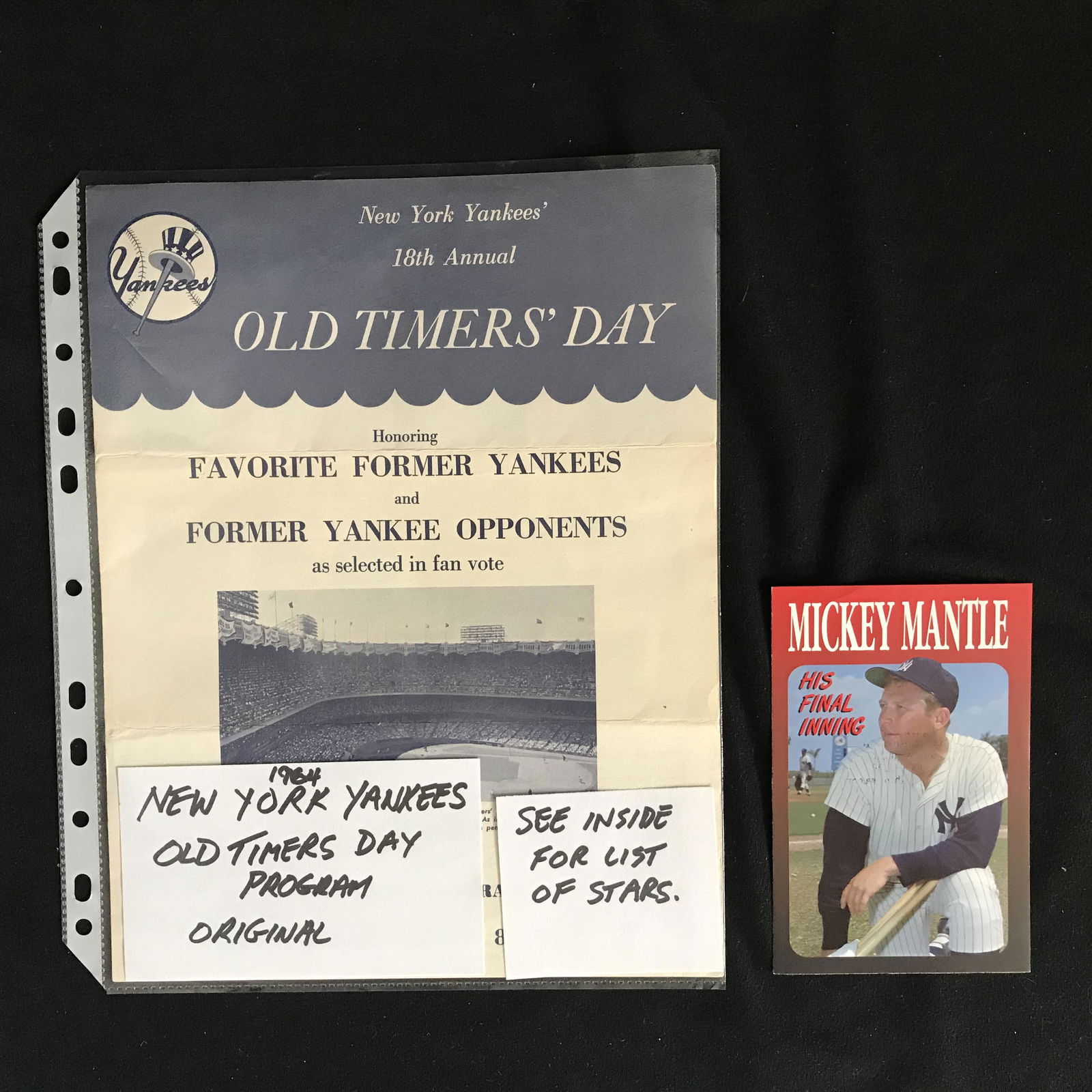 1964 NY YANKEES OLD TIMERS ORIGINAL DAY PROGRAM (1 of 2)