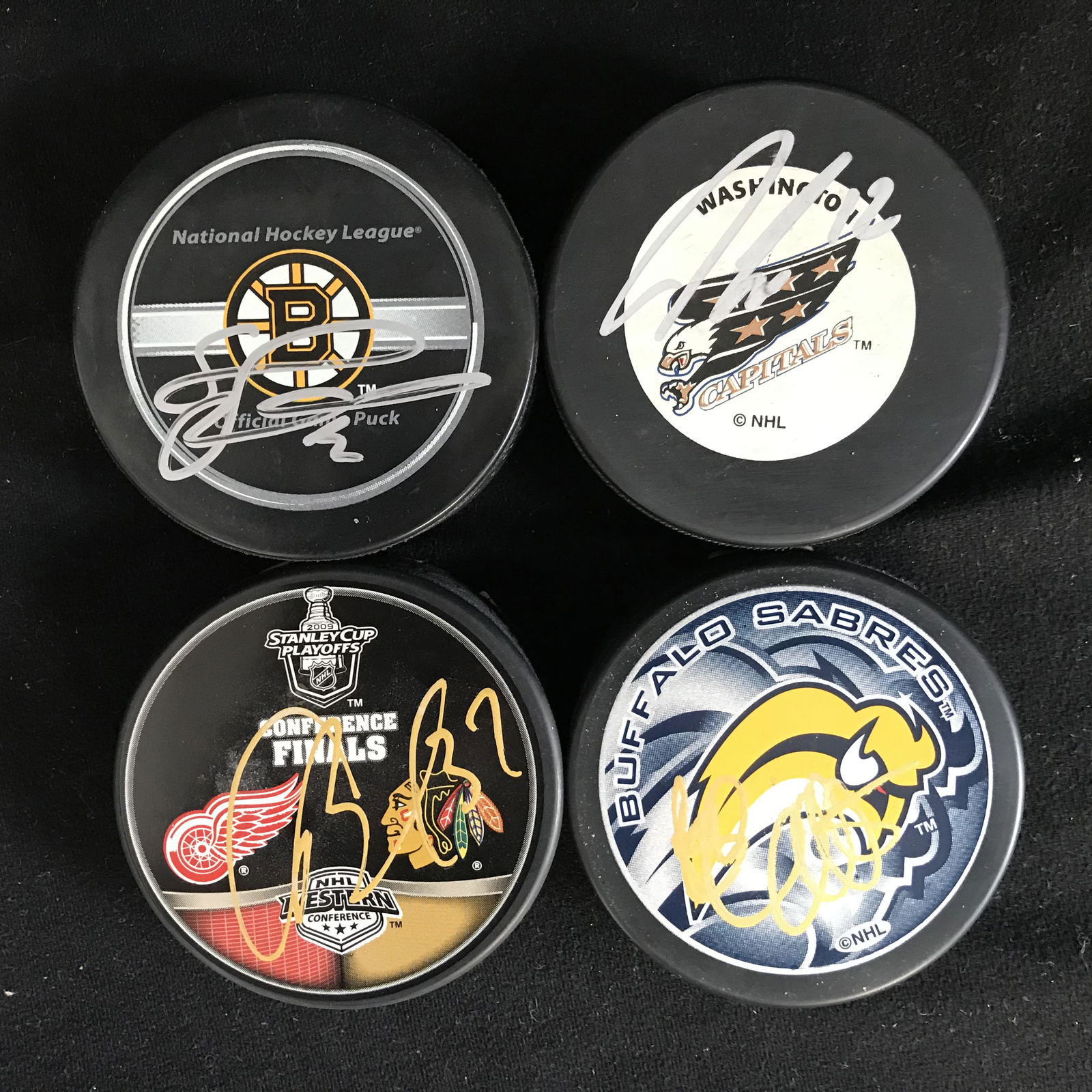 4 SIGNED NHL HOCKEY PUCKS (1 of 2)
