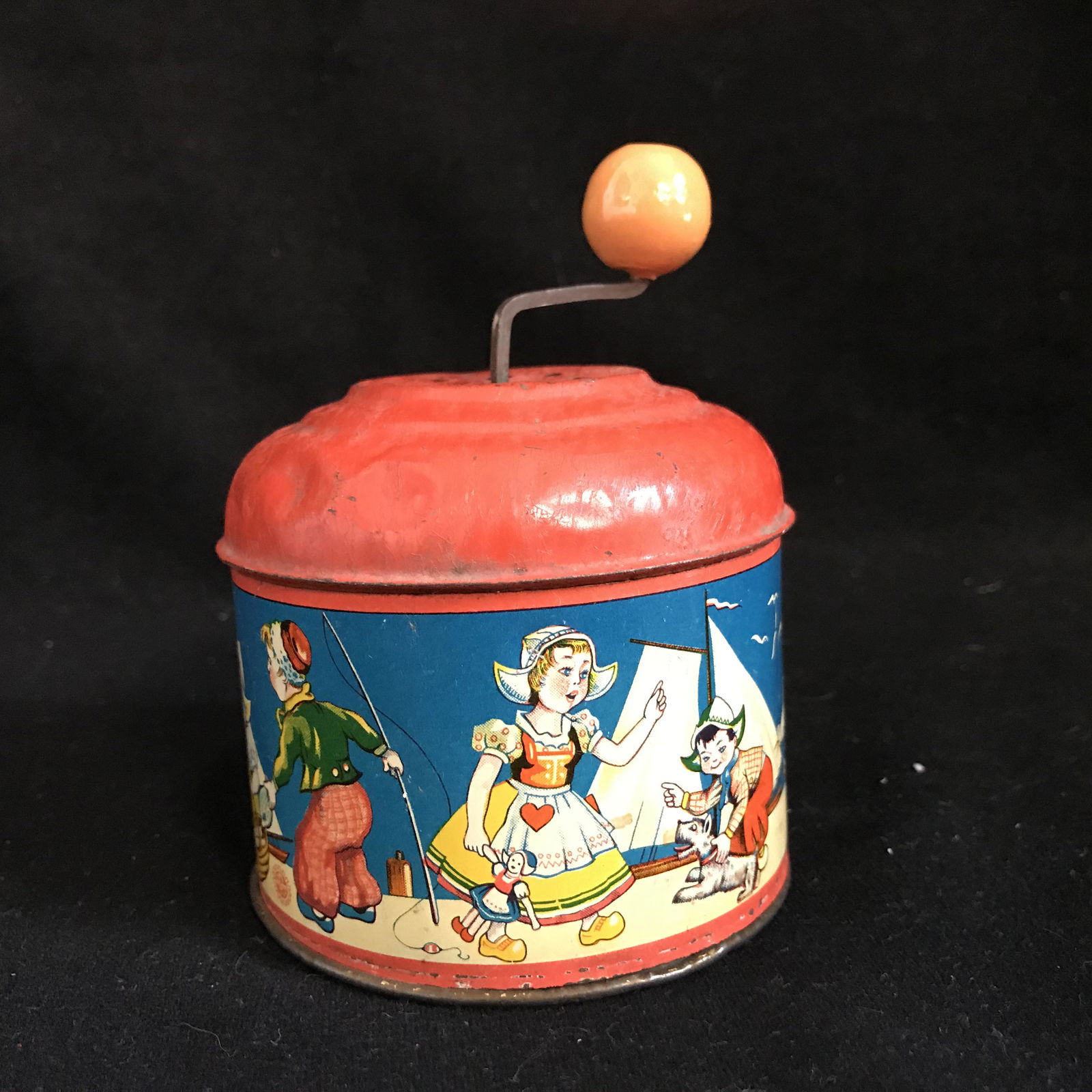 VINTAGE JAPANESE TIN JACK IN THE BOX WIND UP: VINTAGE JAPANESE TIN JACK IN THE BOX WIND UP