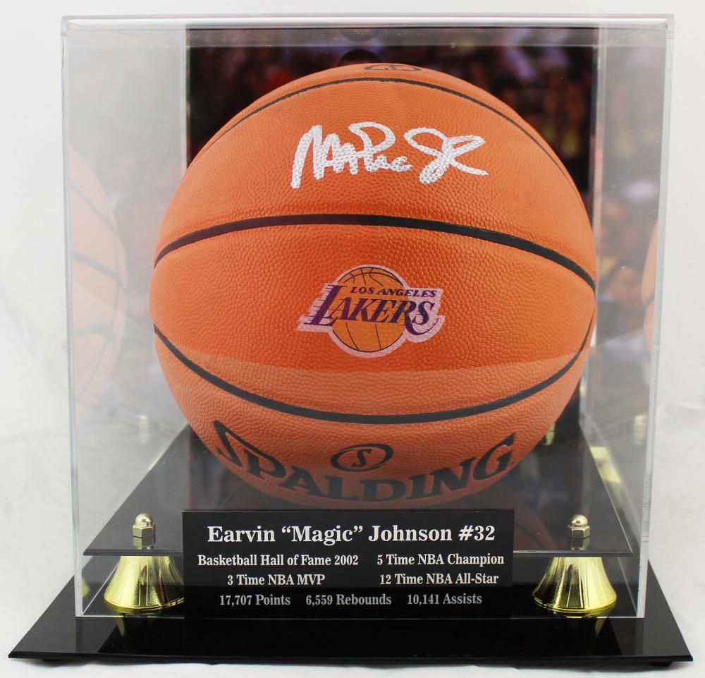 Magic Johnson Signed Lakers NBA Game Ball Series Logo B (1 of 2)