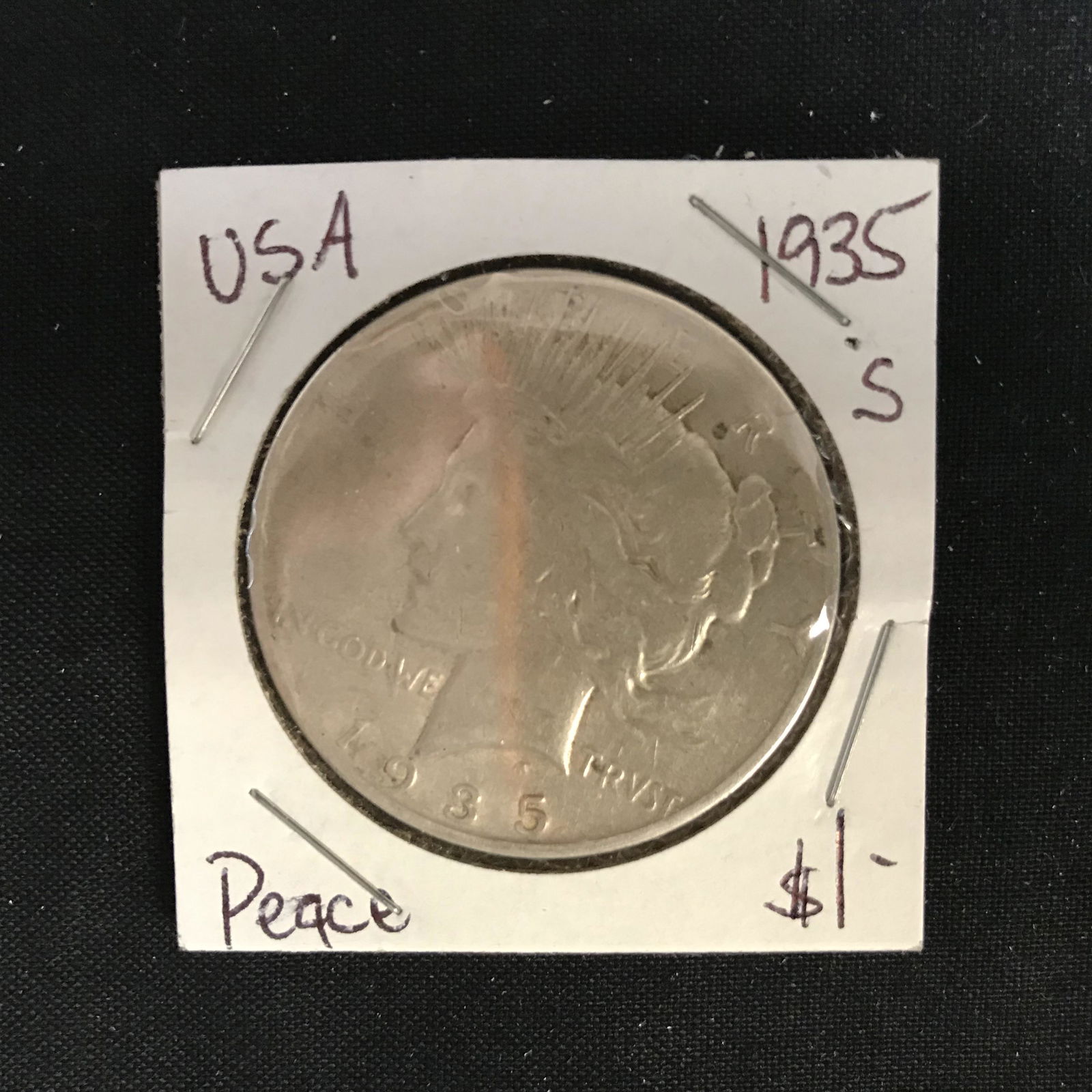 1935 USA PEACE SILVER DOLLAR (SAN FRANCISCO MINTED) (1 of 2)