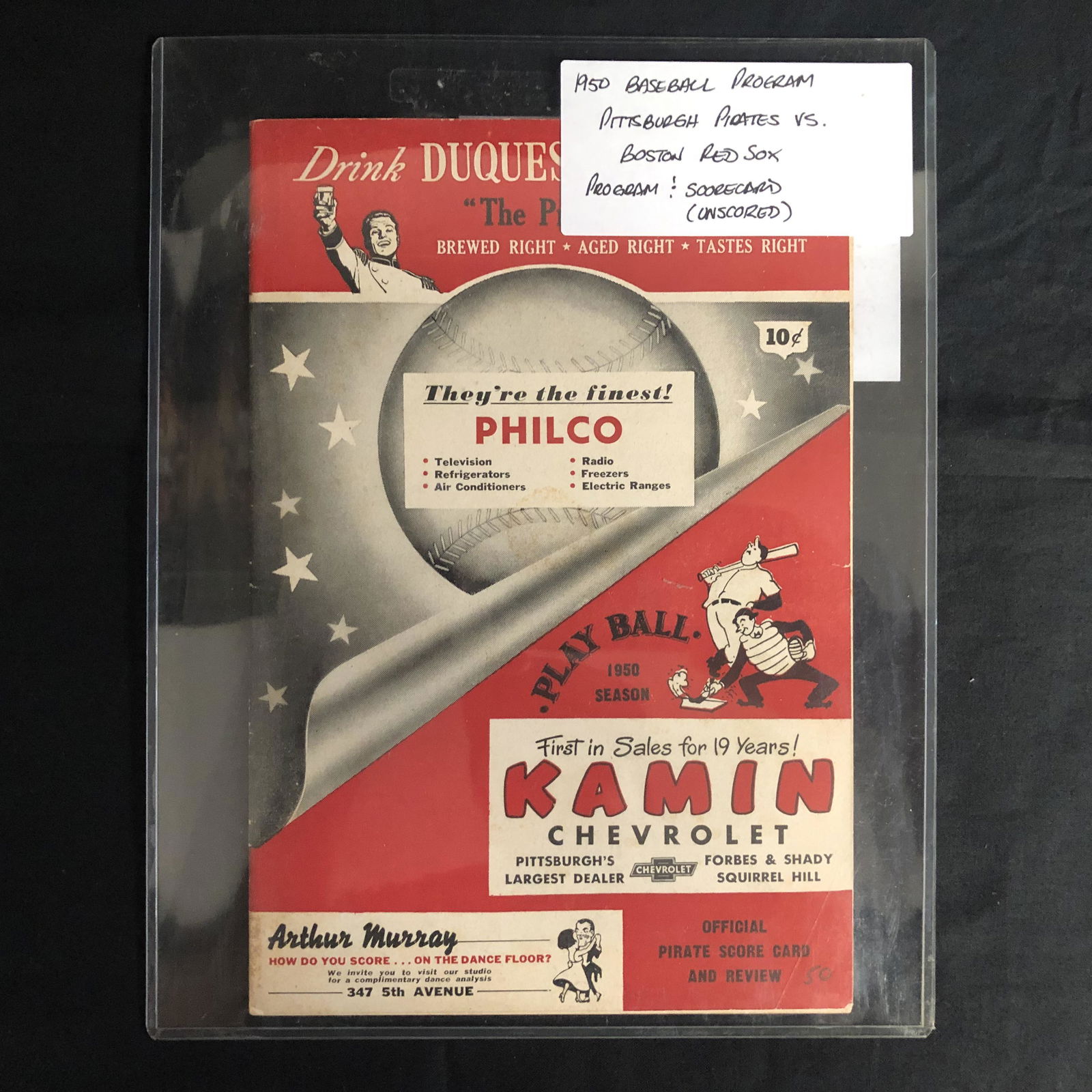 1950 BASEBALL PROGRAM PIRATES VS. RED SOX (1 of 2)