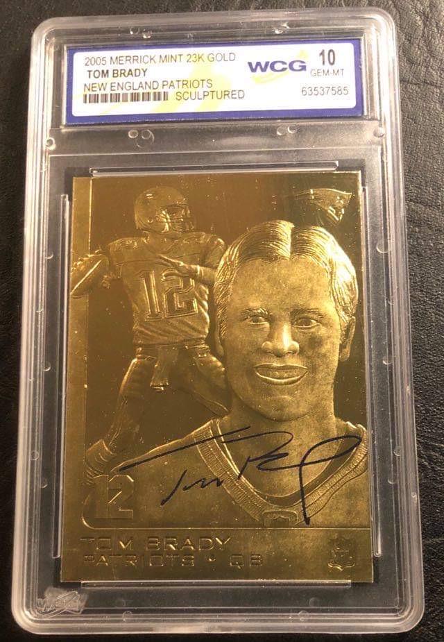 2005 MERICK 23KT GOLD FOIL TOM BRADY HOCKEY CARD ( WCG: 2005 MERICK 23KT GOLD FOIL TOM BRADY HOCKEY CARD ( WCG 10)