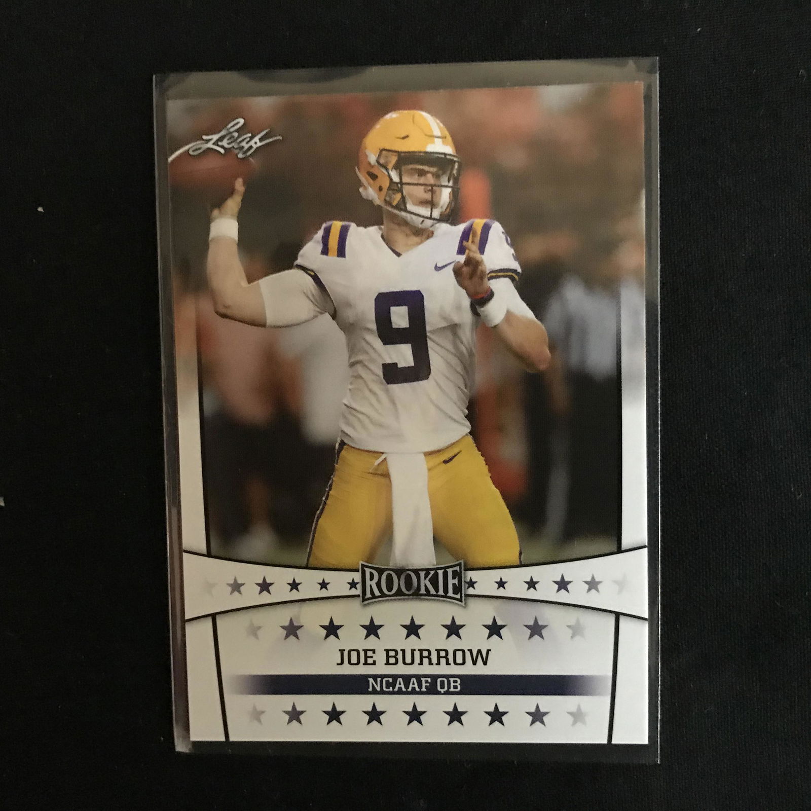 JOE BURROW 2020 LEAF ROOKIE CARD #01 LSU TIGERS (1 of 1)
