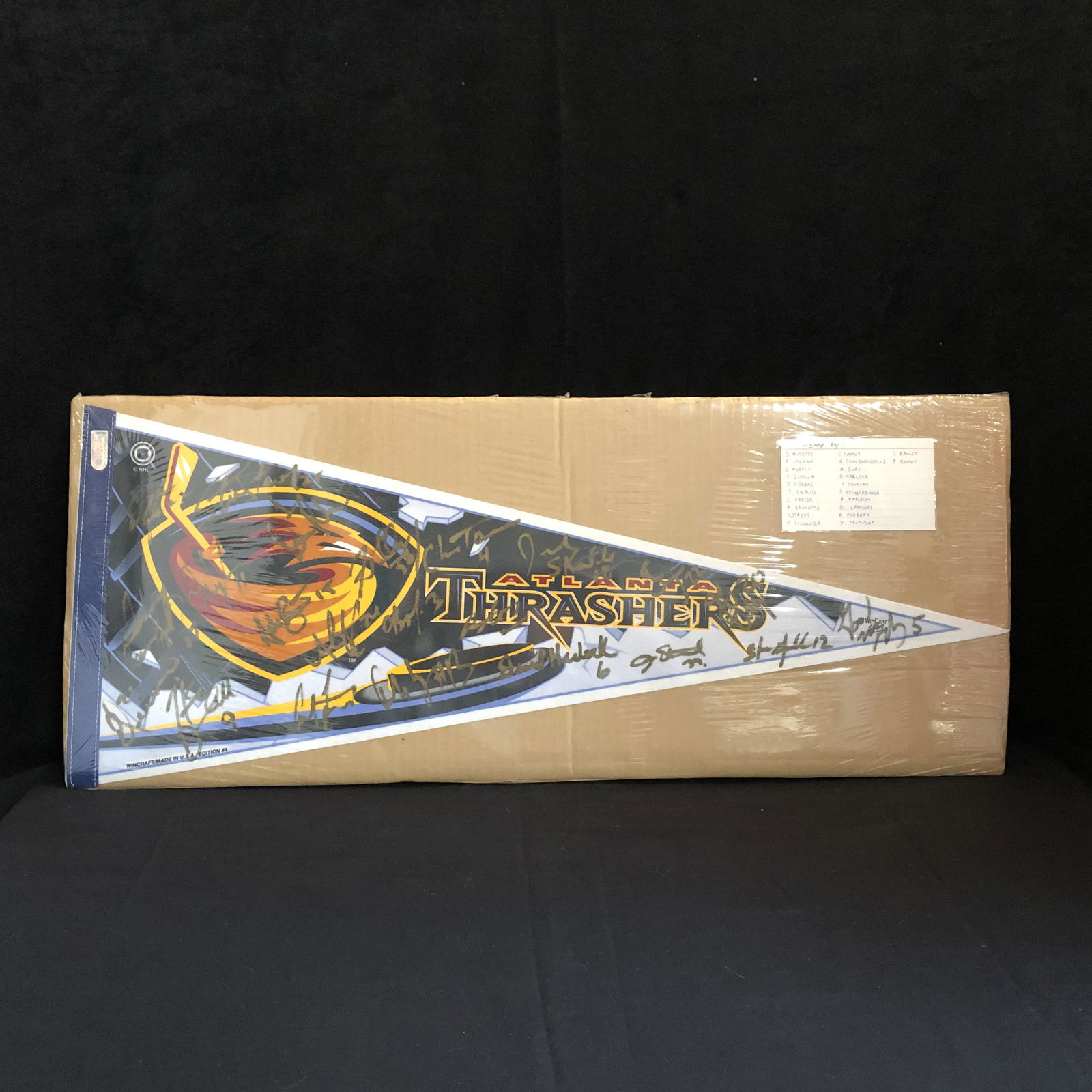 ATLANTA THRASHERS TEAM SIGNED PENNANT w/ AUDETTE, (1 of 2)