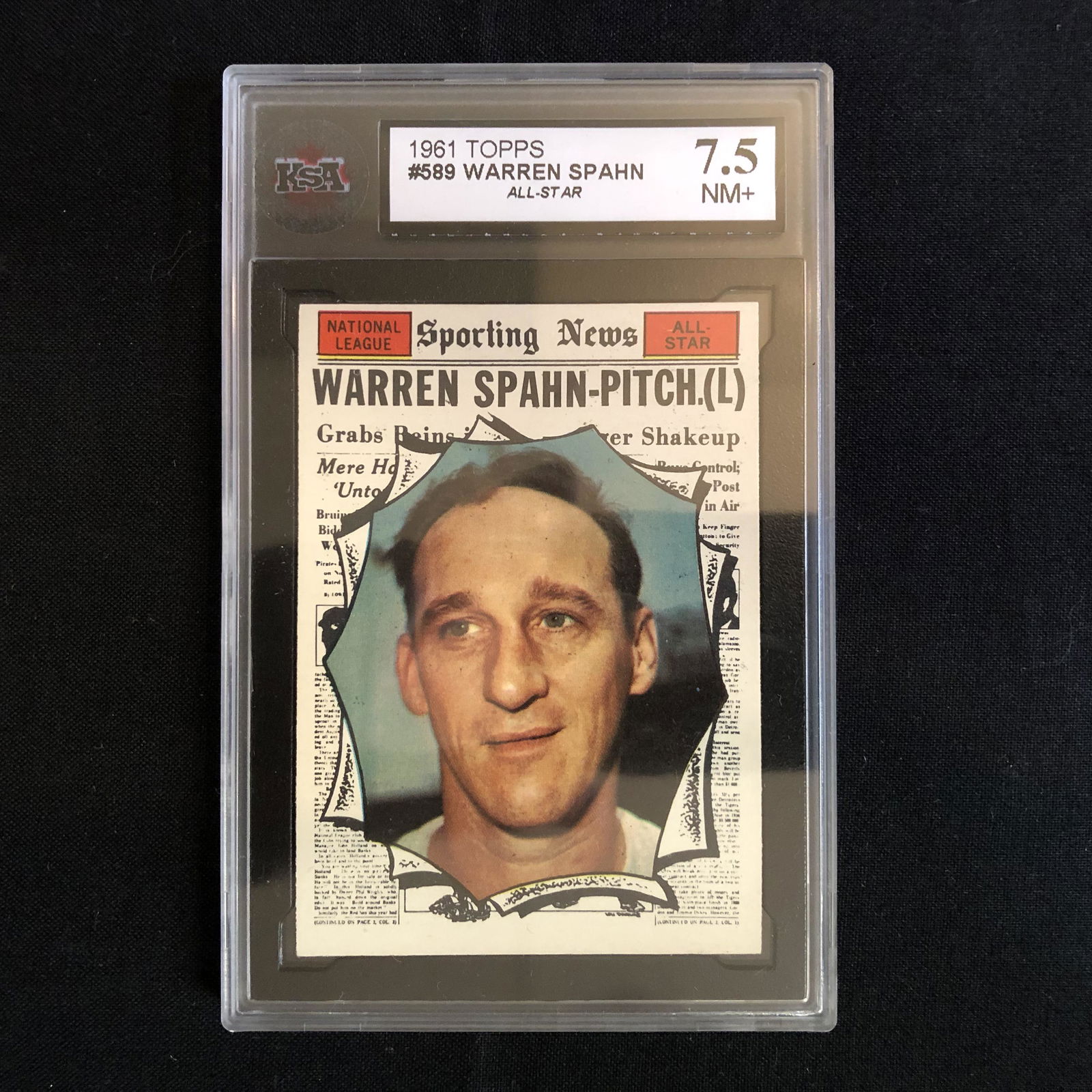 1961 TOPPS #589 WARREN SPAHN All-Star (7.5 NM+) (1 of 2)
