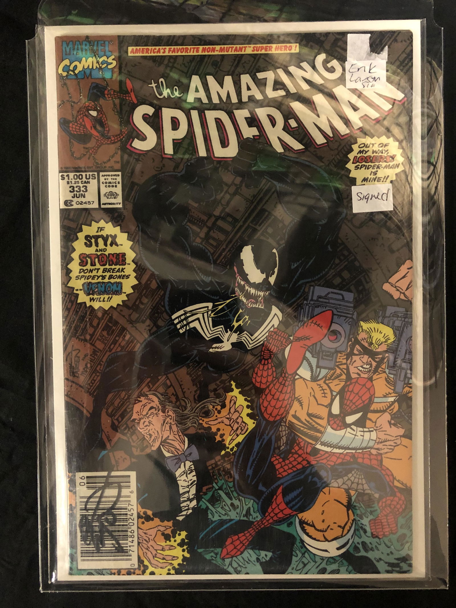 he AMAZING SPIDER-MAN #333 (MARVEL COMICS) Signed by ER (1 of 1)