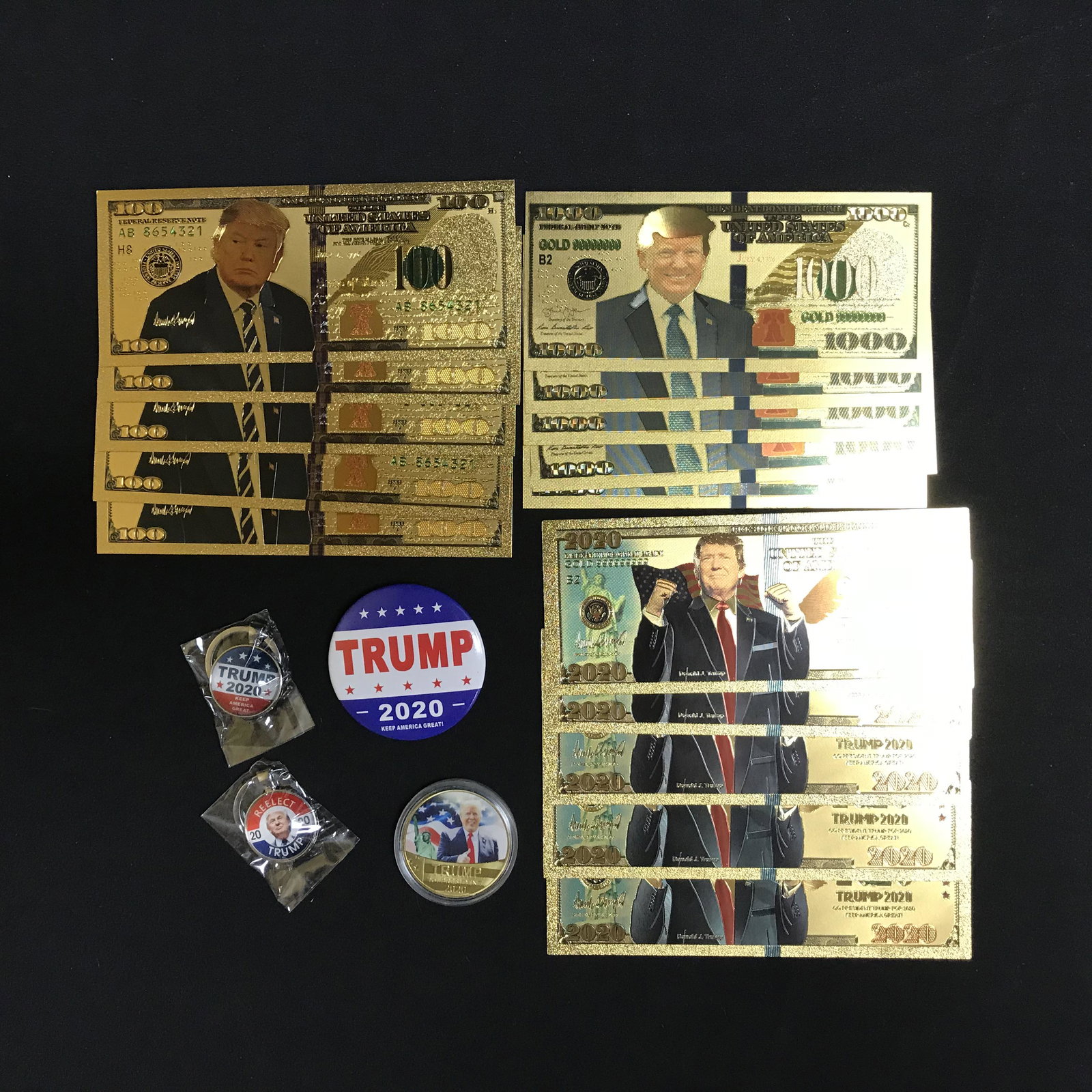 23 KT GOLD FOIL DONALD TRUMP BANK NOTE LOT: 23 KT GOLD FOIL DONALD TRUMP BANK NOTE LOT