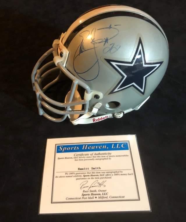 EMMITT SMITH SIGNED COWBOYS HELMET (SPORTS HEAVEN COA) (1 of 2)