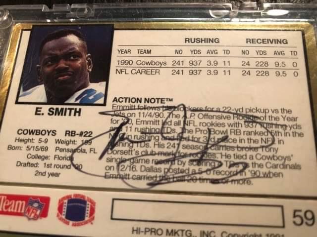 Autographed 1991 Action Packed #59 Emmit Smith (1 of 3)