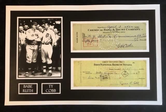 TY COBB AND BABE RUTH FACSIMILE SIGNED BANK CHEQUE (1 of 4)