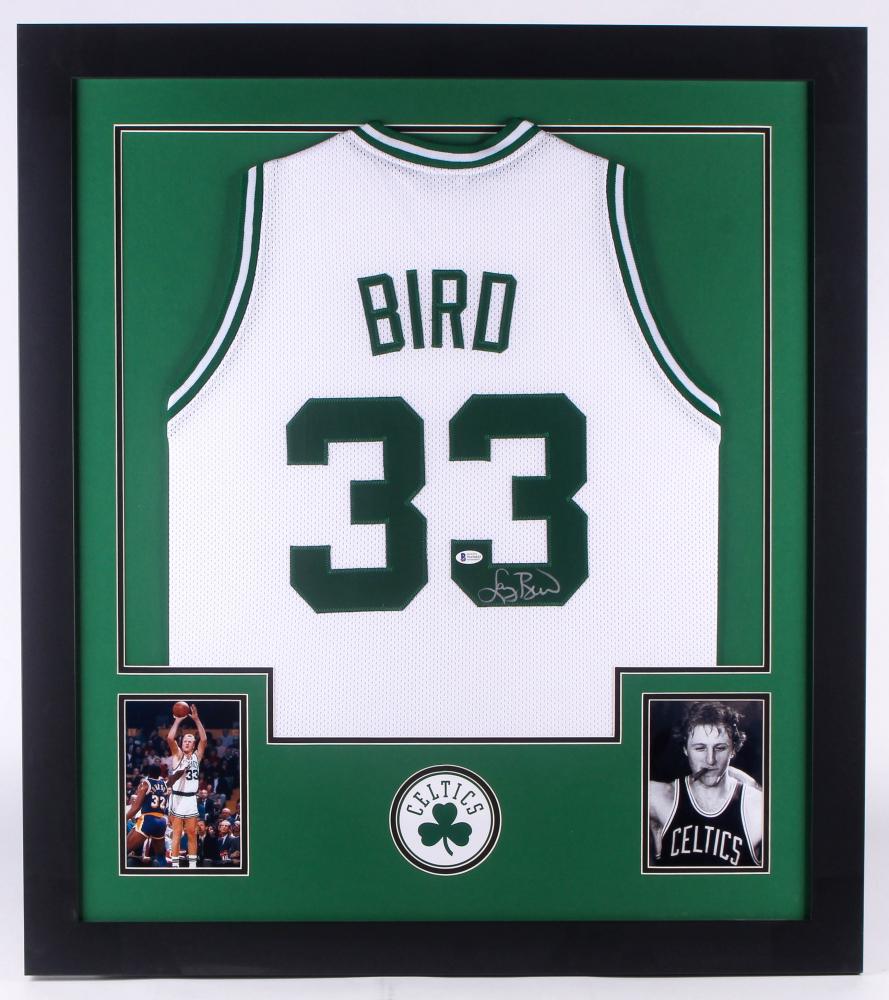 LARRY BIRD SIGNED CUSTOM FRAMED CELTICS JERSEY ( (1 of 2)