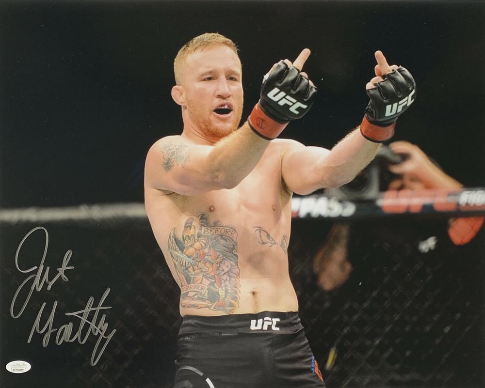 Justin Gaethje Signed UFC 16x20 Photo (JSA COA): Justin Gaethje Signed UFC 16x20 Photo (JSA COA)