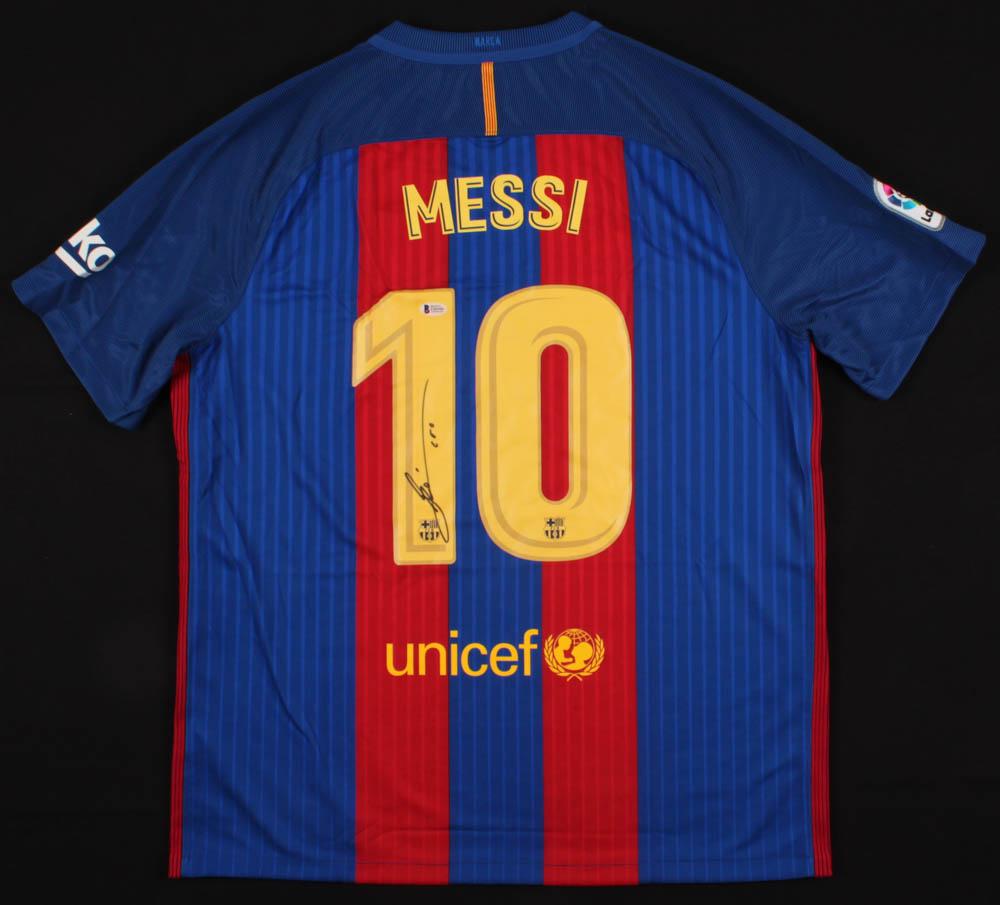 Lionel Messi Signed Barcelona Nike Jersey Inscribed: Lionel Messi Signed Barcelona Nike Jersey Inscribed "Leo" (BECKETT COA)