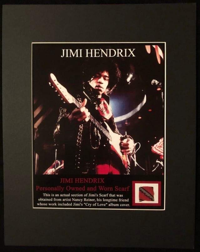 JIMI HENDRIX DISPLAY w/ PIECE OF PERSONALLY OWNED and (1 of 2)