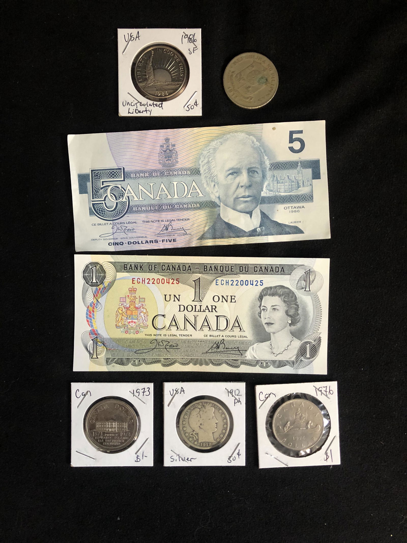 CANADA/ USA BANK NOTES & COINS LOT (1 of 1)