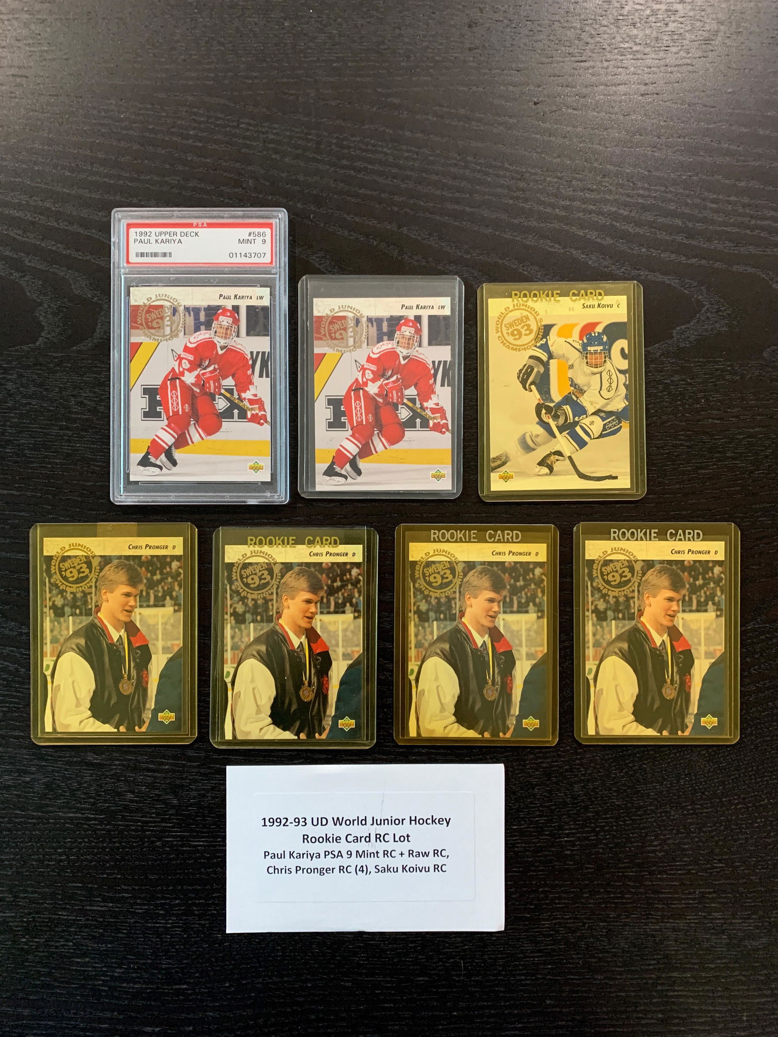 1992-93 UD WORLD JUNIOR HOCKEY ROOKIE CARD LOT (KARIYA (1 of 3)