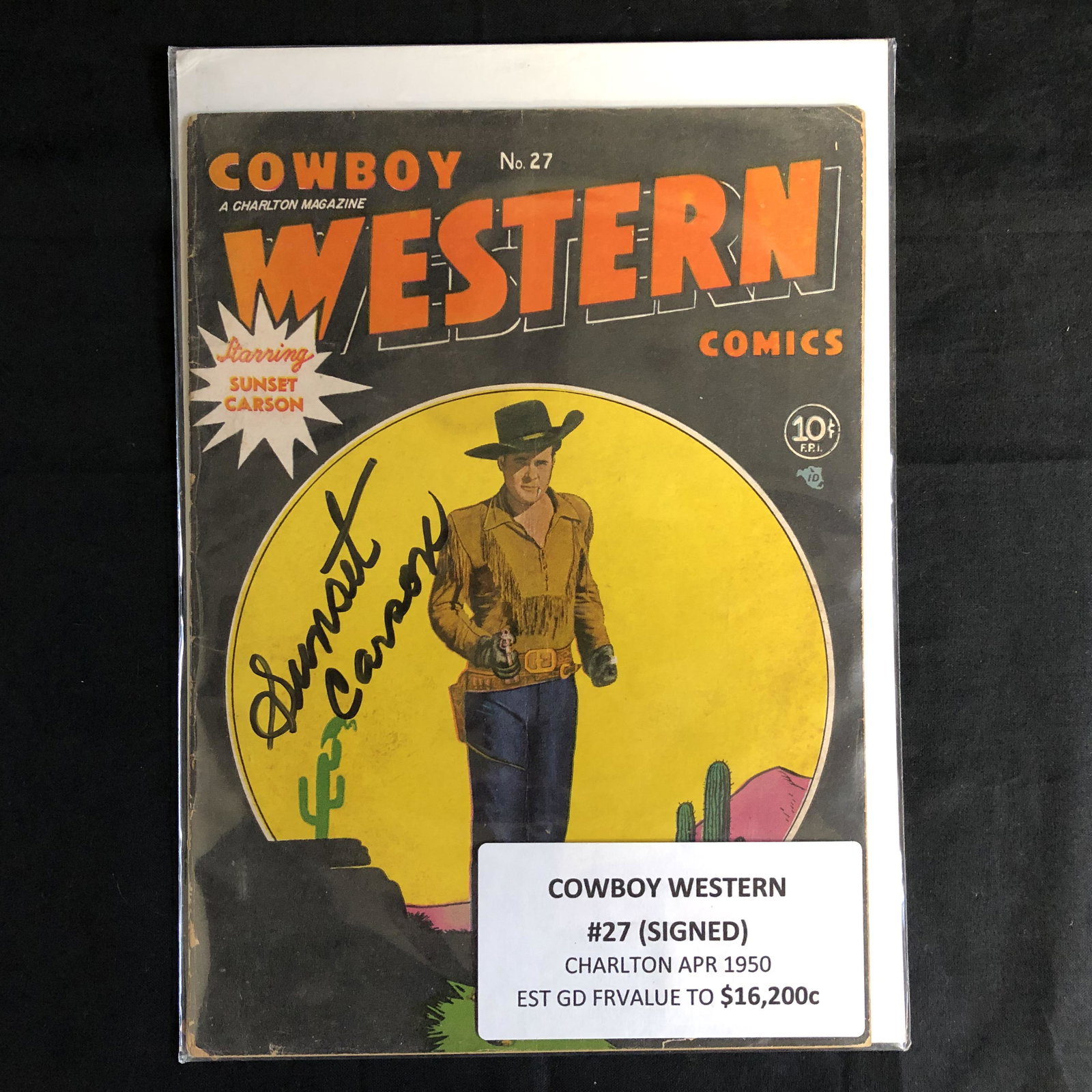 COWBOY WESTERN #27 (CHARLTON MAGAZINE) 1950 Signed by: COWBOY WESTERN #27 (CHARLTON MAGAZINE) 1950 Signed by Sunset Carson
