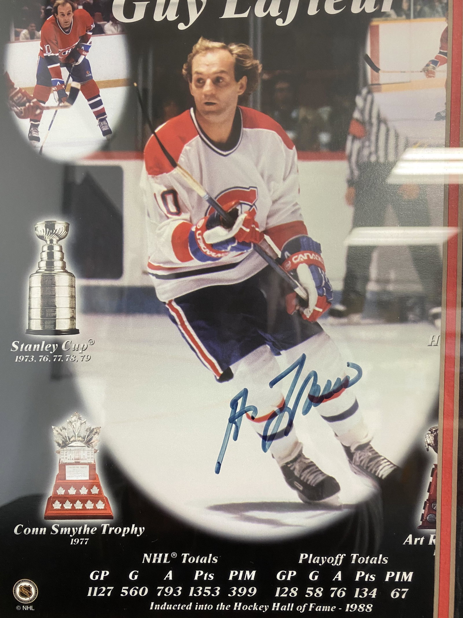 GUY LAFLEUR SIGNED 8X10 (FRAMEWORTH COA): GUY LAFLEUR SIGNED 8X10 (FRAMEWORTH COA)