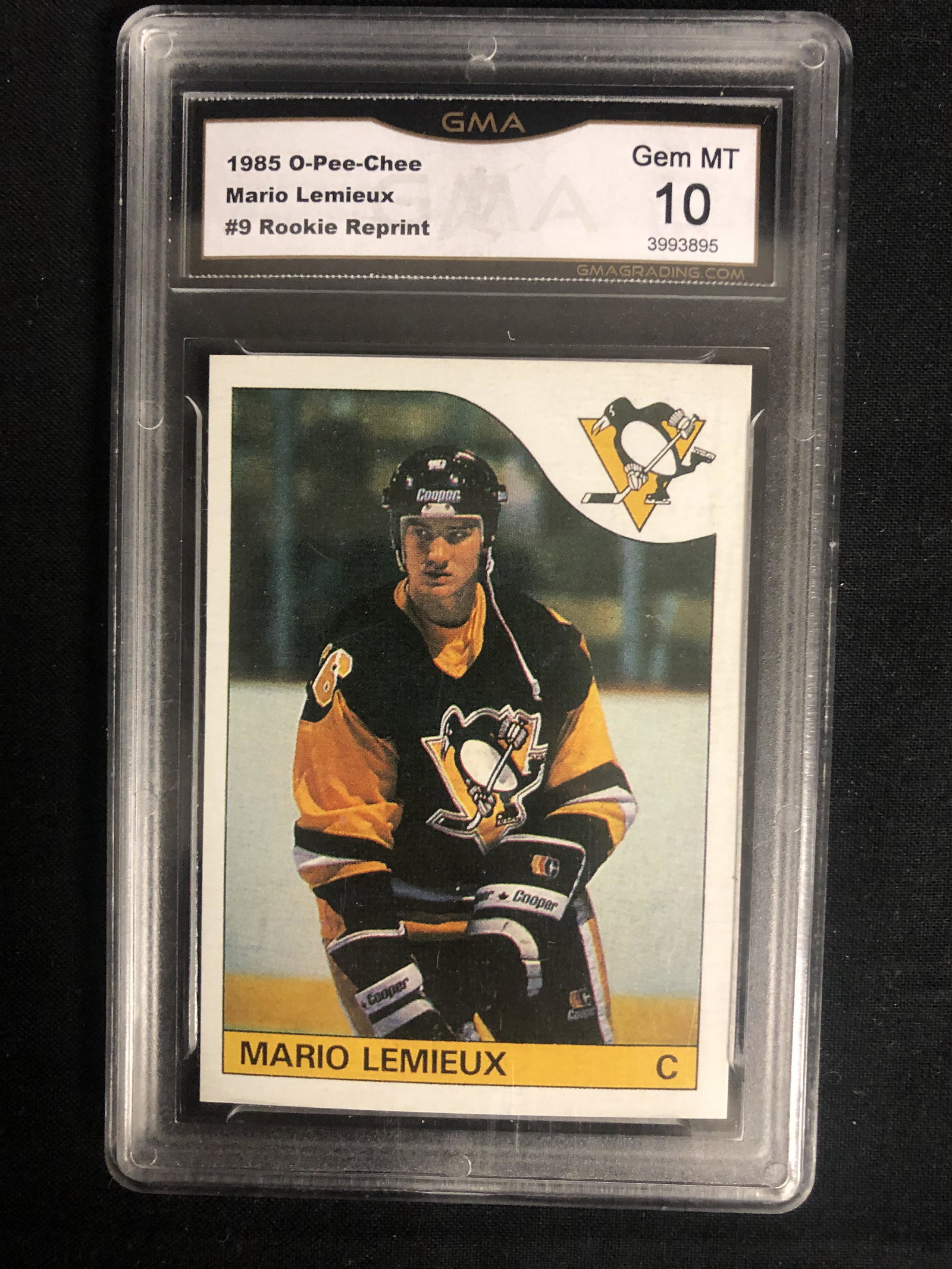 1985 O-PEE-CHEE MARIO LEMIEUX #9 ROOKIE REPRINT (GEM: 1985 O-PEE-CHEE MARIO LEMIEUX #9 ROOKIE REPRINT (GEM MINT 10)