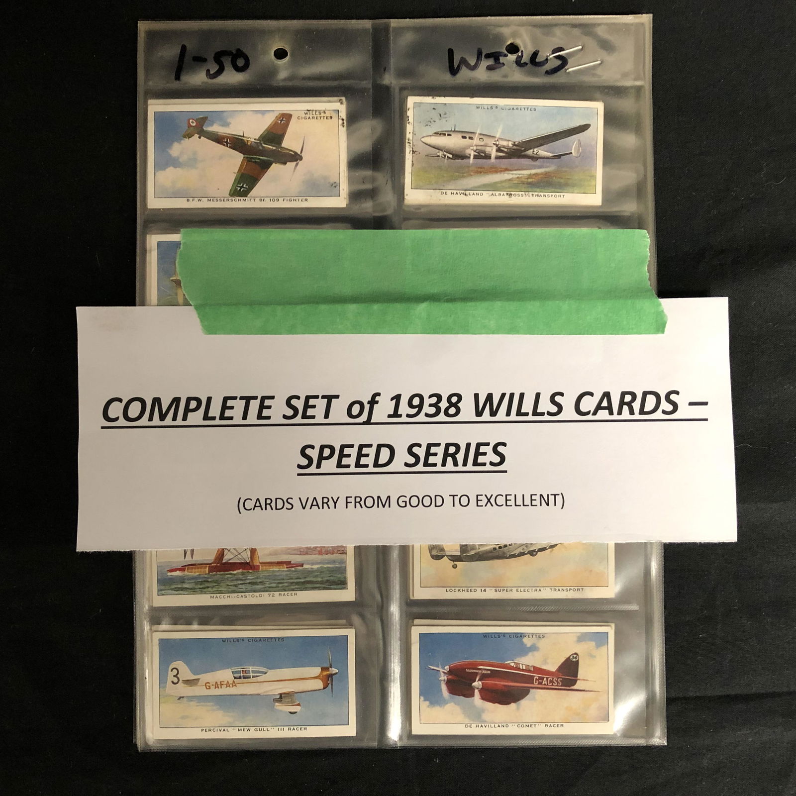 COMPLETE SET of 1938 WILLS CARDS - SPEED SERIES (1 of 1)