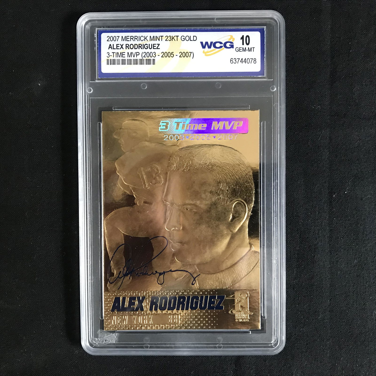 2007 MERRICK MINT 23KT GOLD ALEX RODRIGUEZ 3 TIME MVP (1 of 1)