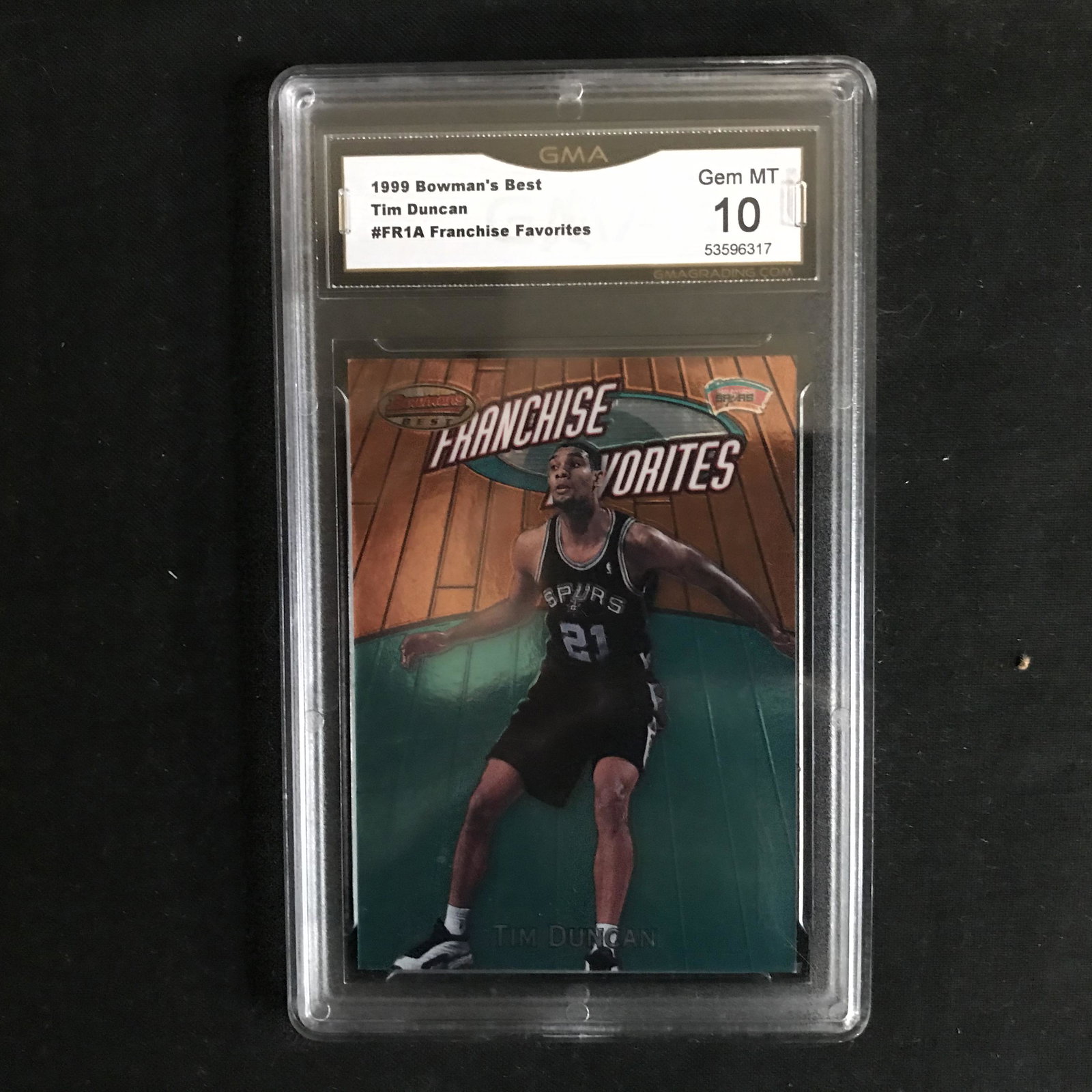 1999 BOWMAN'S BEST TIM DUNCAN #FR1A FRANCHISE FAVORITES: 1999 BOWMAN'S BEST TIM DUNCAN #FR1A FRANCHISE FAVORITES (GMA GEM MINT 10)