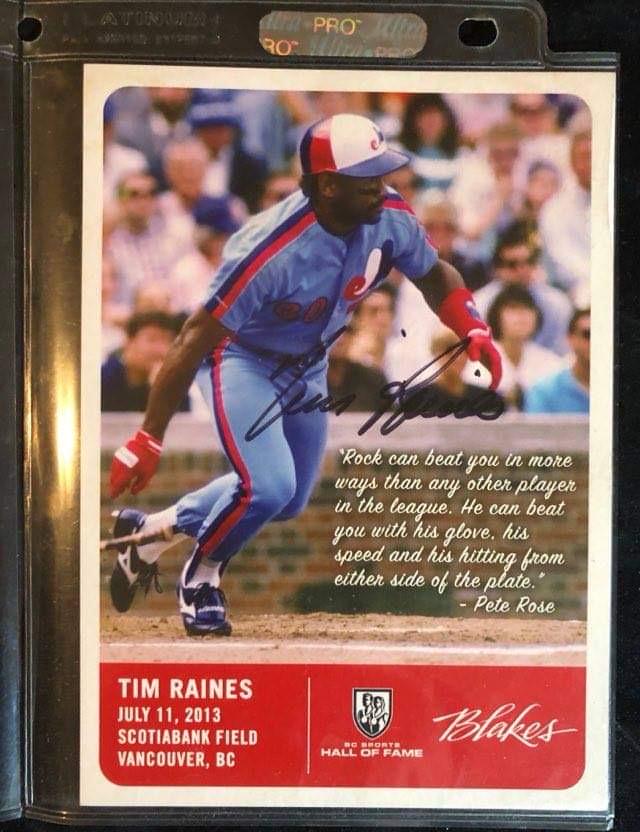 TIM RAINES SIGNED BLAKES BASEBALL CARD (1 of 1)