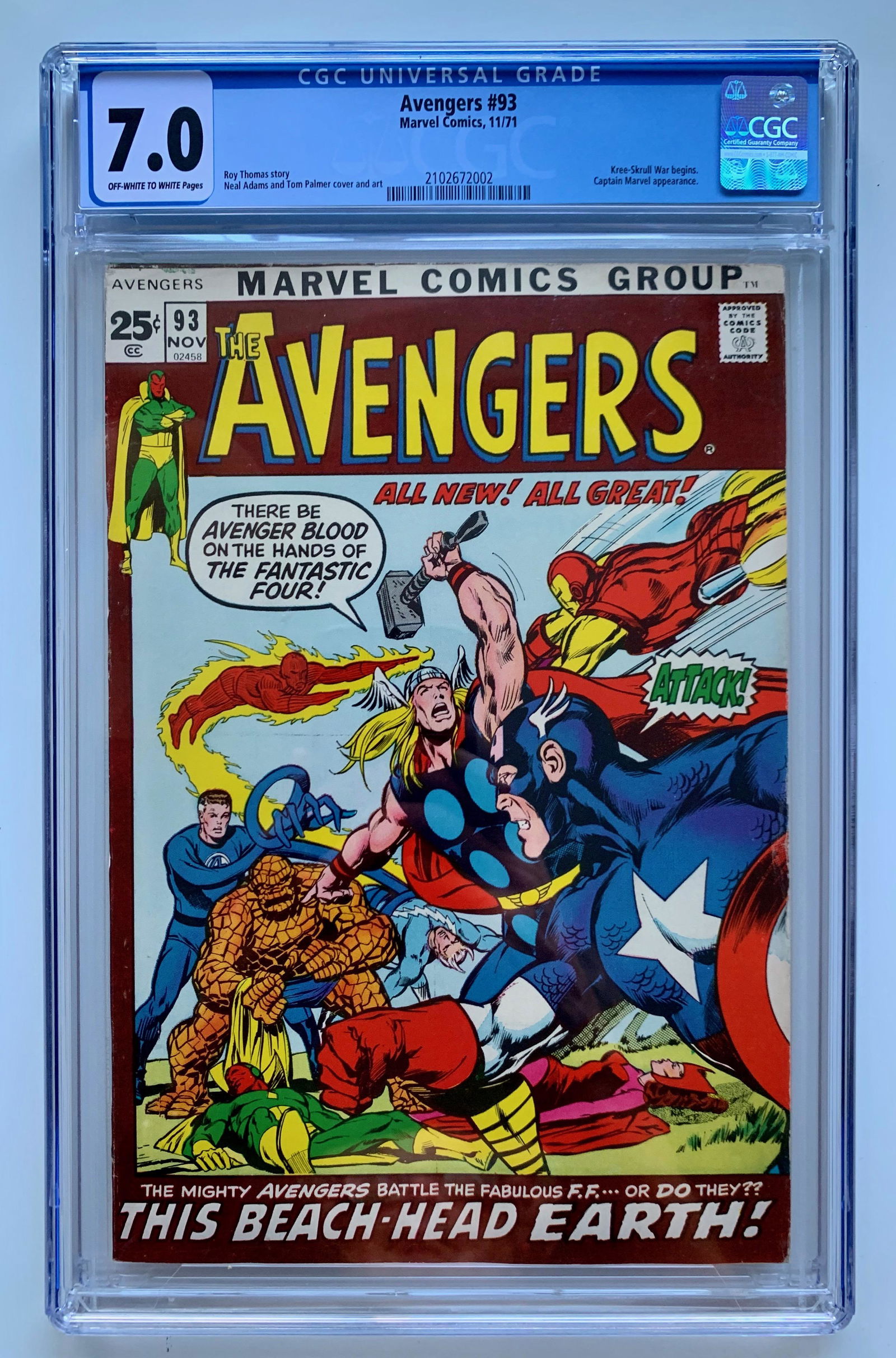 THE AVENGERS #93 (CGC 7.0) (MARVEL COMICS) (1 of 1)