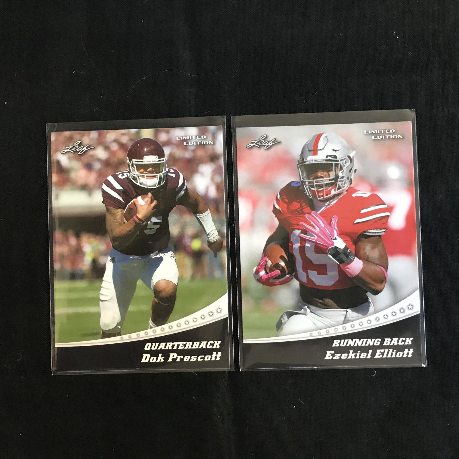 LIMITED EDITION LEAF FOOTBALL ROOKIE CARD LOT: LIMITED EDITION LEAF FOOTBALL ROOKIE CARD LOT (PRESCOTT/ ELLIOT)
