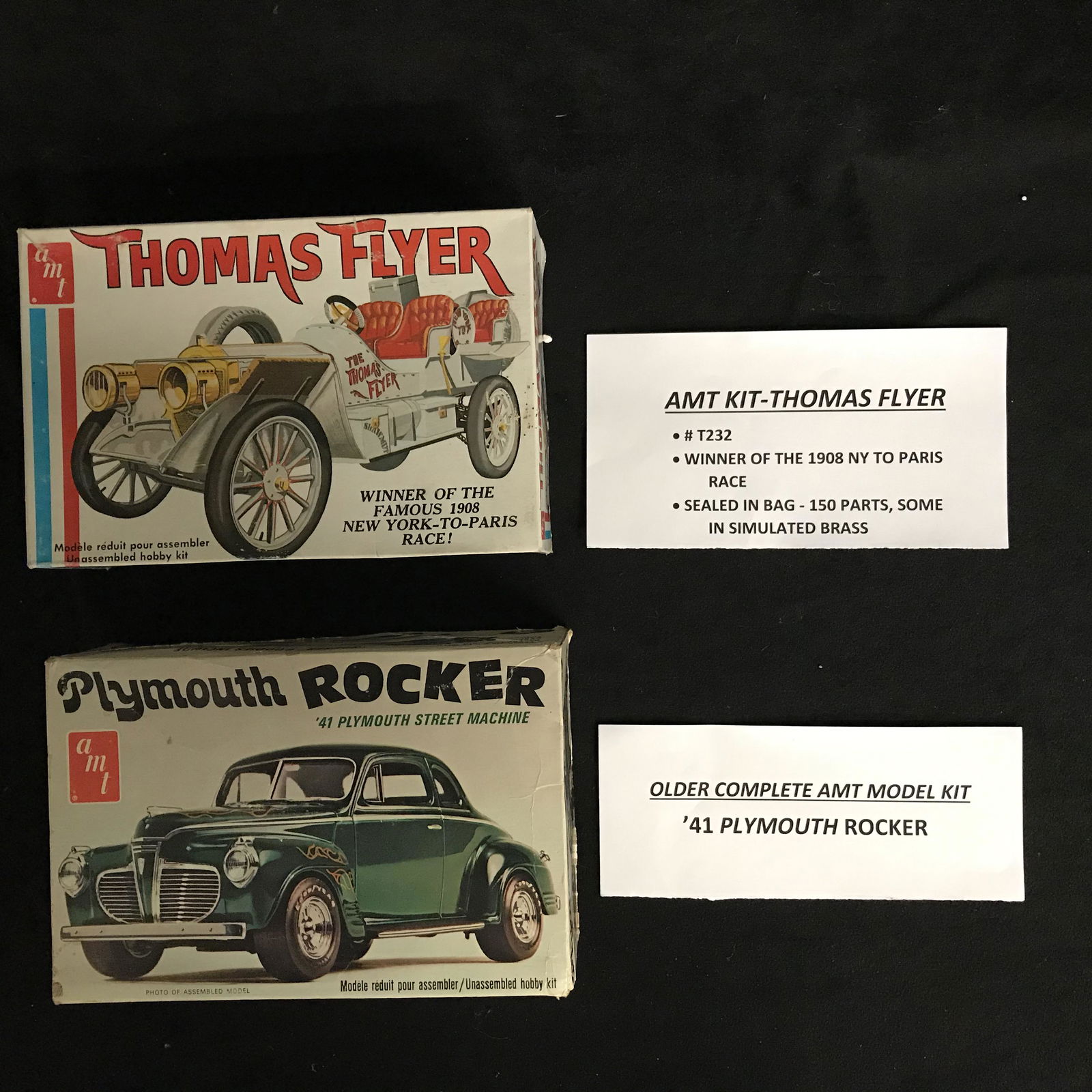 AMT MODEL KIT LOT (THOMAS FLYER/ '41 PLYMOUTH ROCKER) (1 of 2)