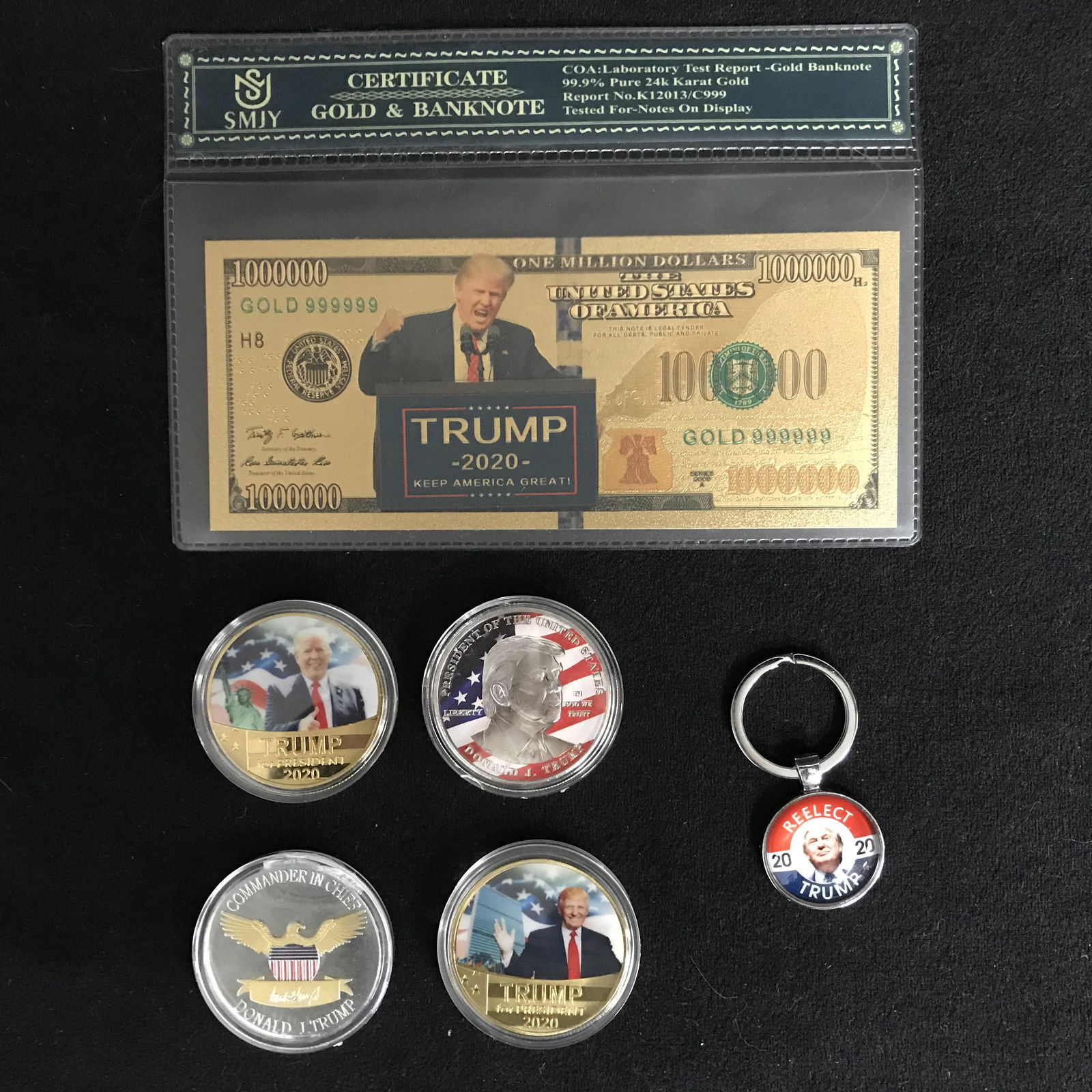 COLLECTIBLE DONALD TRUMP NOVELTY COINS & BANK NOTE LOT (1 of 2)