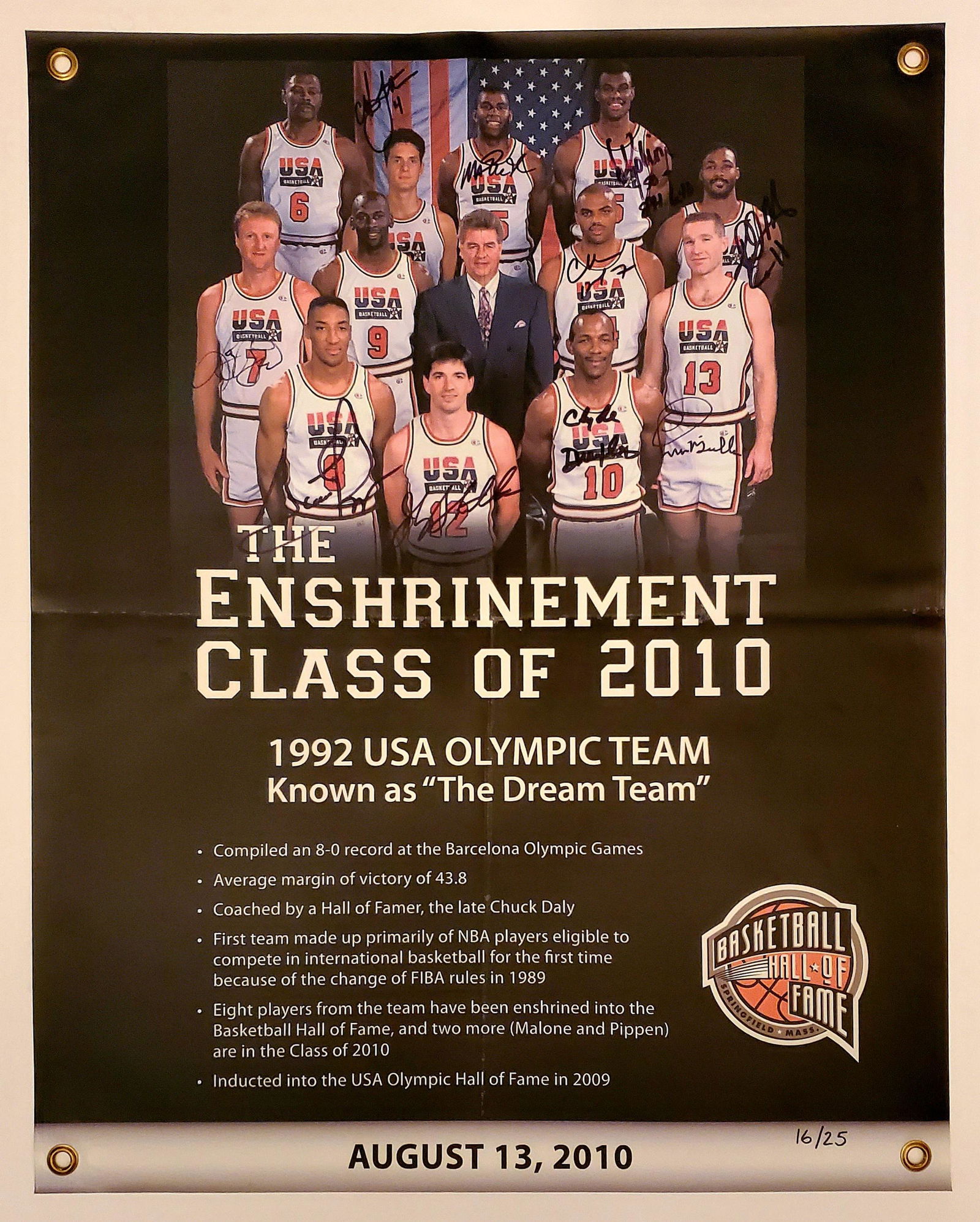 1992 MEN'S USA OLYMPIC BASKETBALL TEAM MULTI SIGNED w/ (1 of 13)