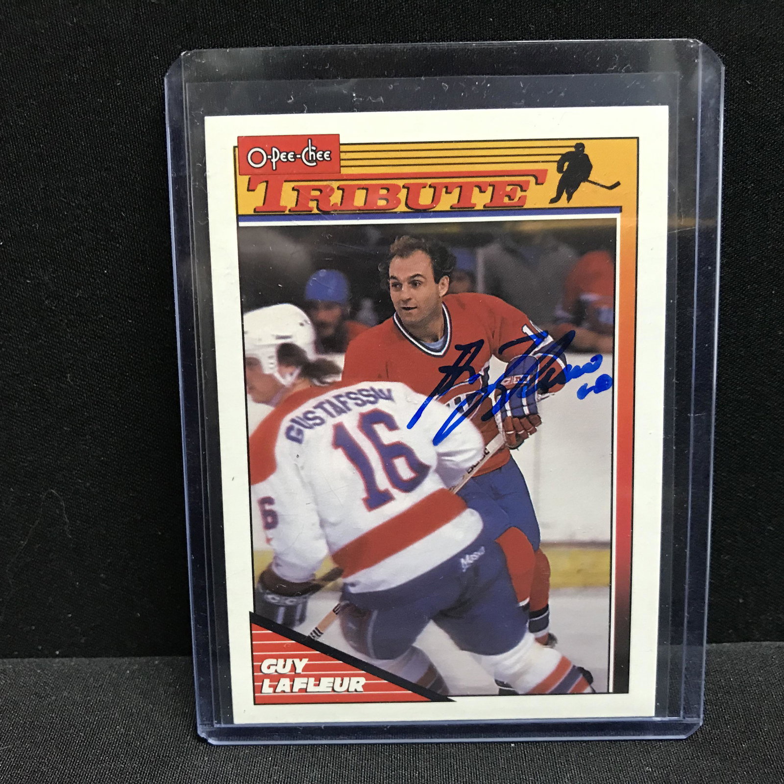 GUY LAFLEUR SIGNED O-PEE-CHEE TRIBUTE HOCKEY CARD: GUY LAFLEUR SIGNED O-PEE-CHEE TRIBUTE HOCKEY CARD