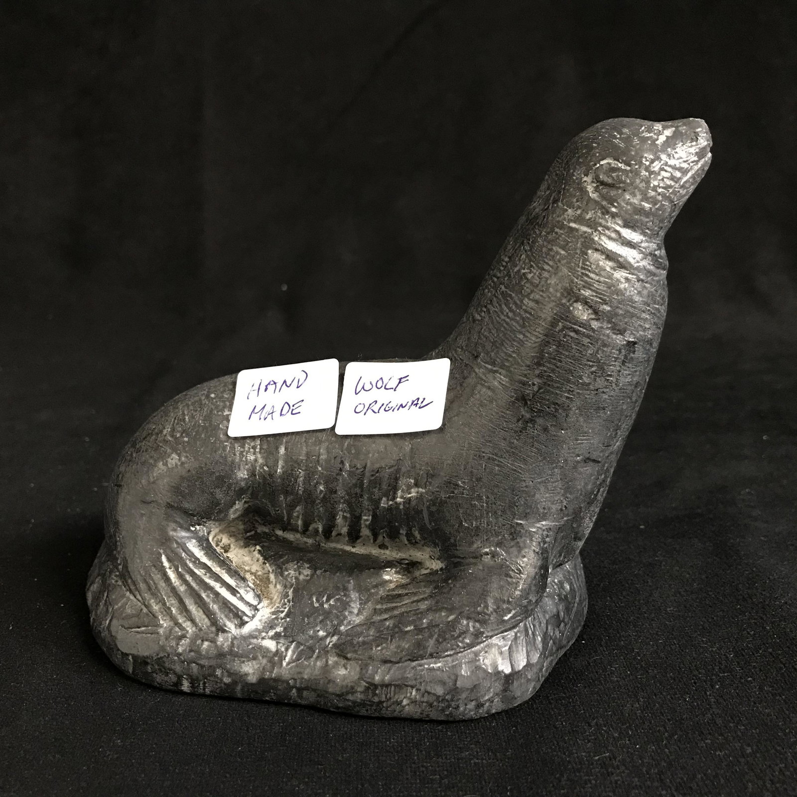 ORIGINAL HAND MAD WOLF SOAP STONE SCULPTURE (6"): ORIGINAL HAND MAD WOLF SOAP STONE SCULPTURE (6")