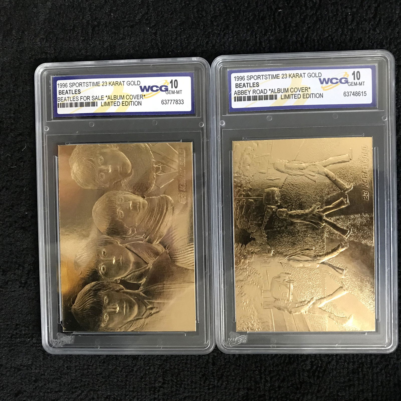 1996 SPORTSTIME 23KT GOLD "THE BEATLES" LE CARDS (WCG: 1996 SPORTSTIME 23KT GOLD "THE BEATLES" LE CARDS (WCG 10)