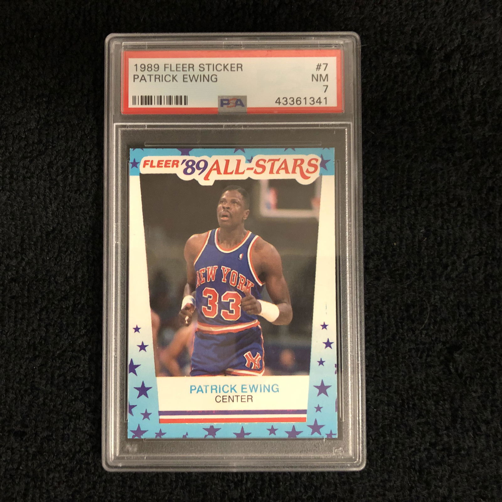 1989 FLEER STICKER #7 PATRICK EWING (PSA 7) (1 of 2)