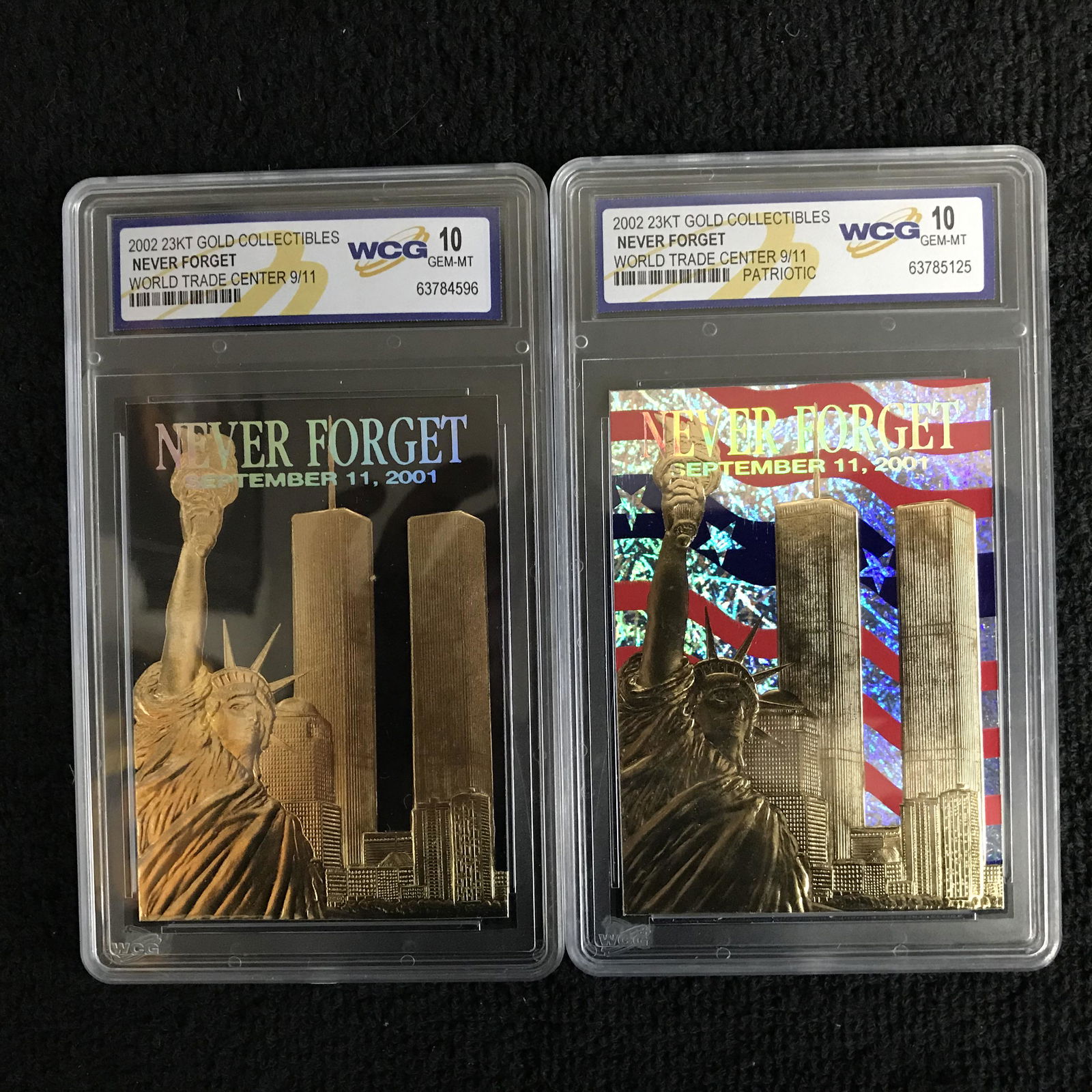 2X 2002 23KT GOLD COLLECTIBLES "NEVER FORGET"  WORLD (1 of 1)