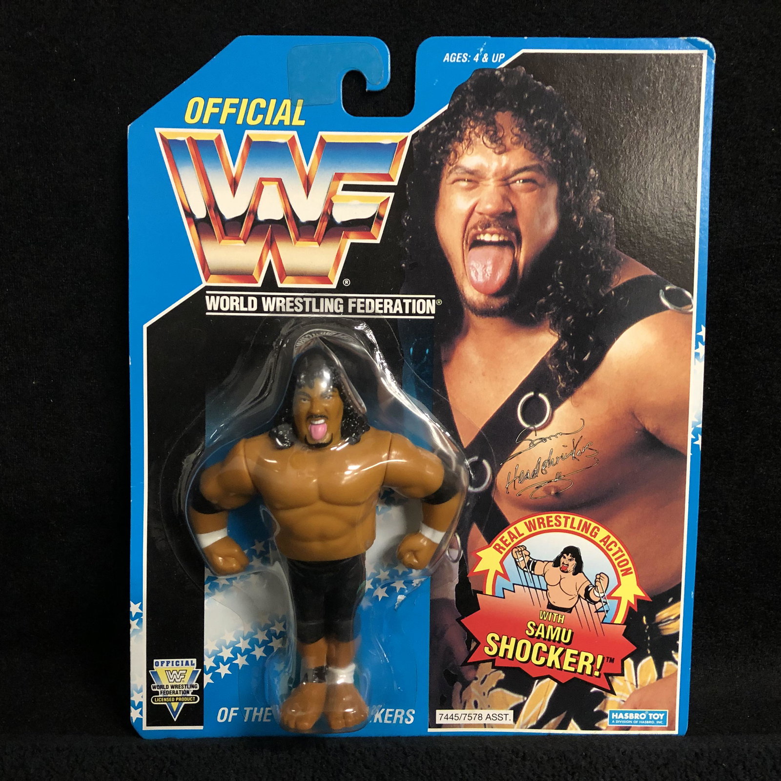 OFFICIAL WWF SAMU SHOCKER WRESTLING FIGURE Blue Card: OFFICIAL WWF SAMU SHOCKER WRESTLING FIGURE Blue Card MOC (HASBRO)
