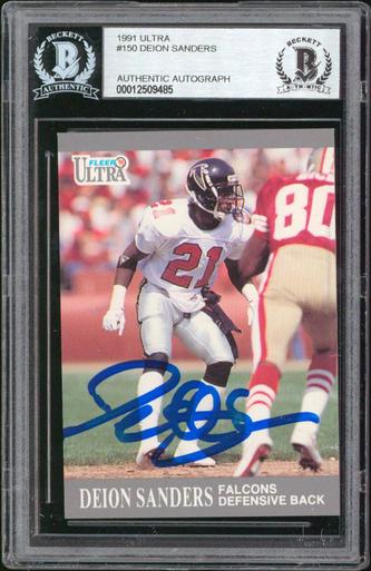 1991 ULTRA #150 DEION SANDERS AUTHENTIC AUTOGRAPH (1 of 2)