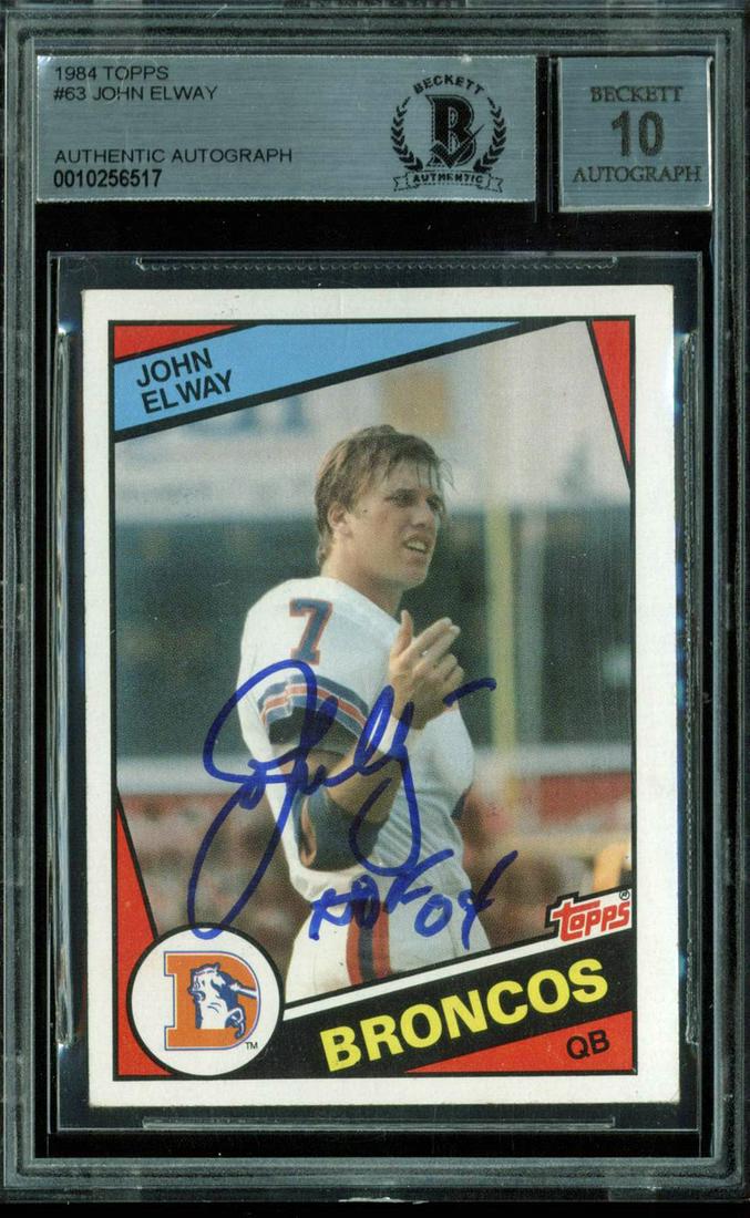 1984 TOPPS #63 JOHN ELWAY AUTHENTIC AUTOGRAPH (BECKETT (1 of 2)